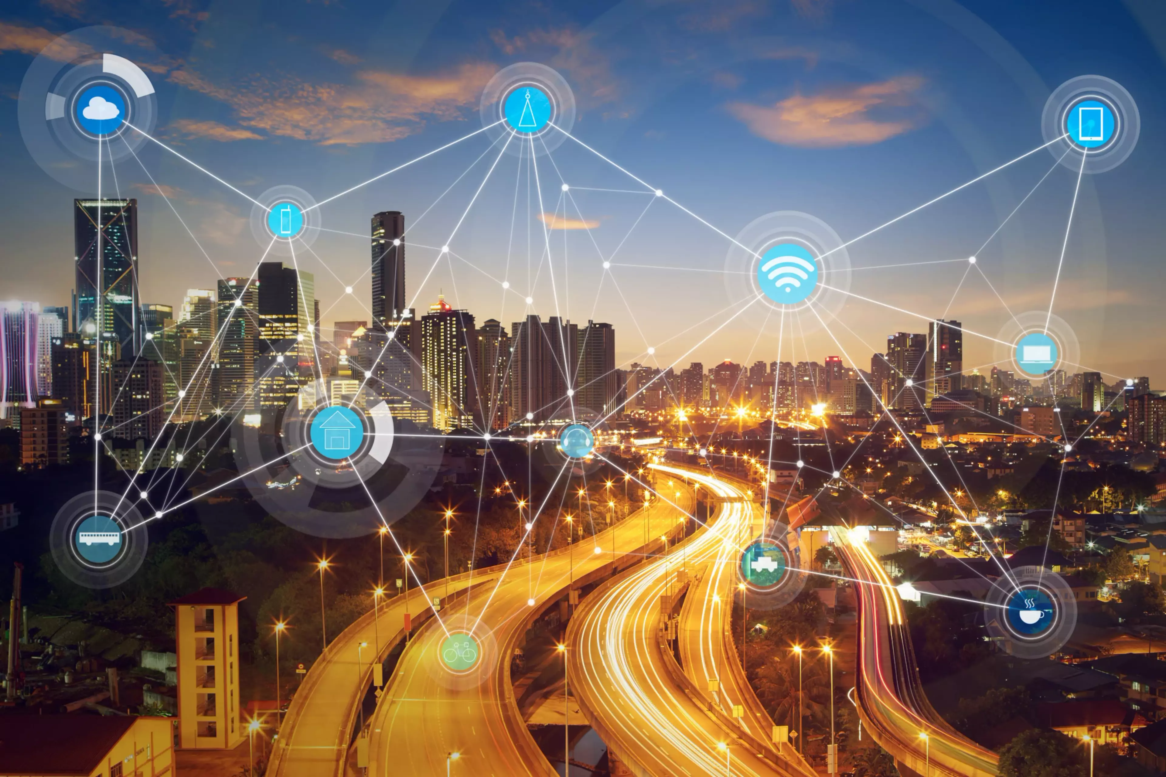 Ciudad conectada con la nube