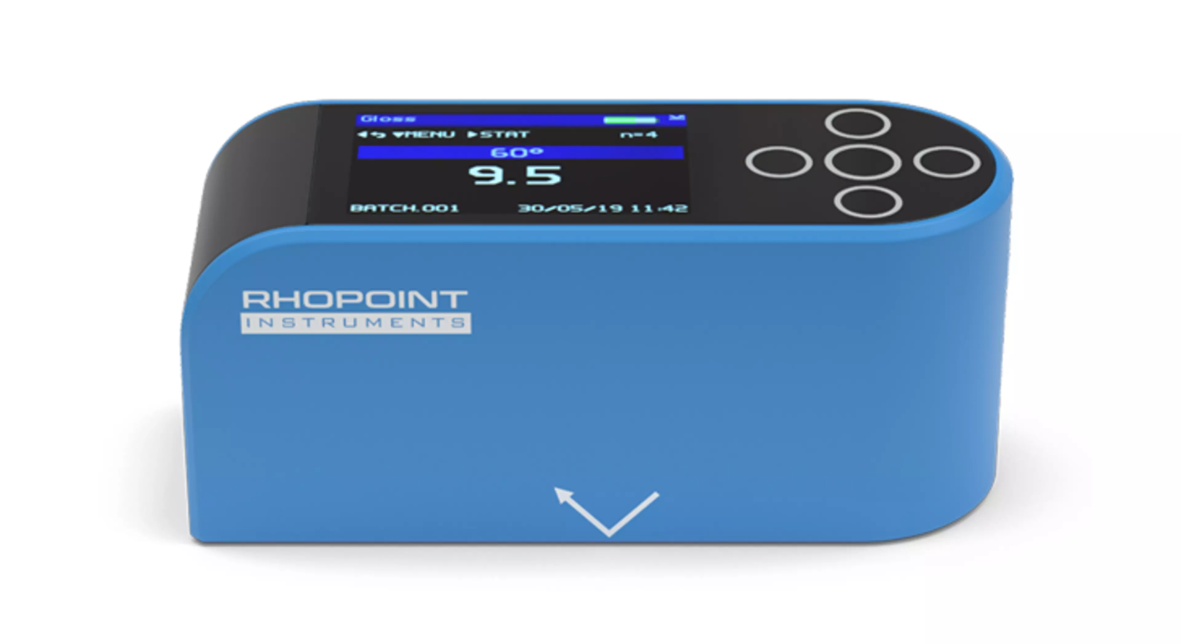 Rhopoint NovoGloss 60 KM affordable Gloss Meter with a 60° measuring angle (side view)