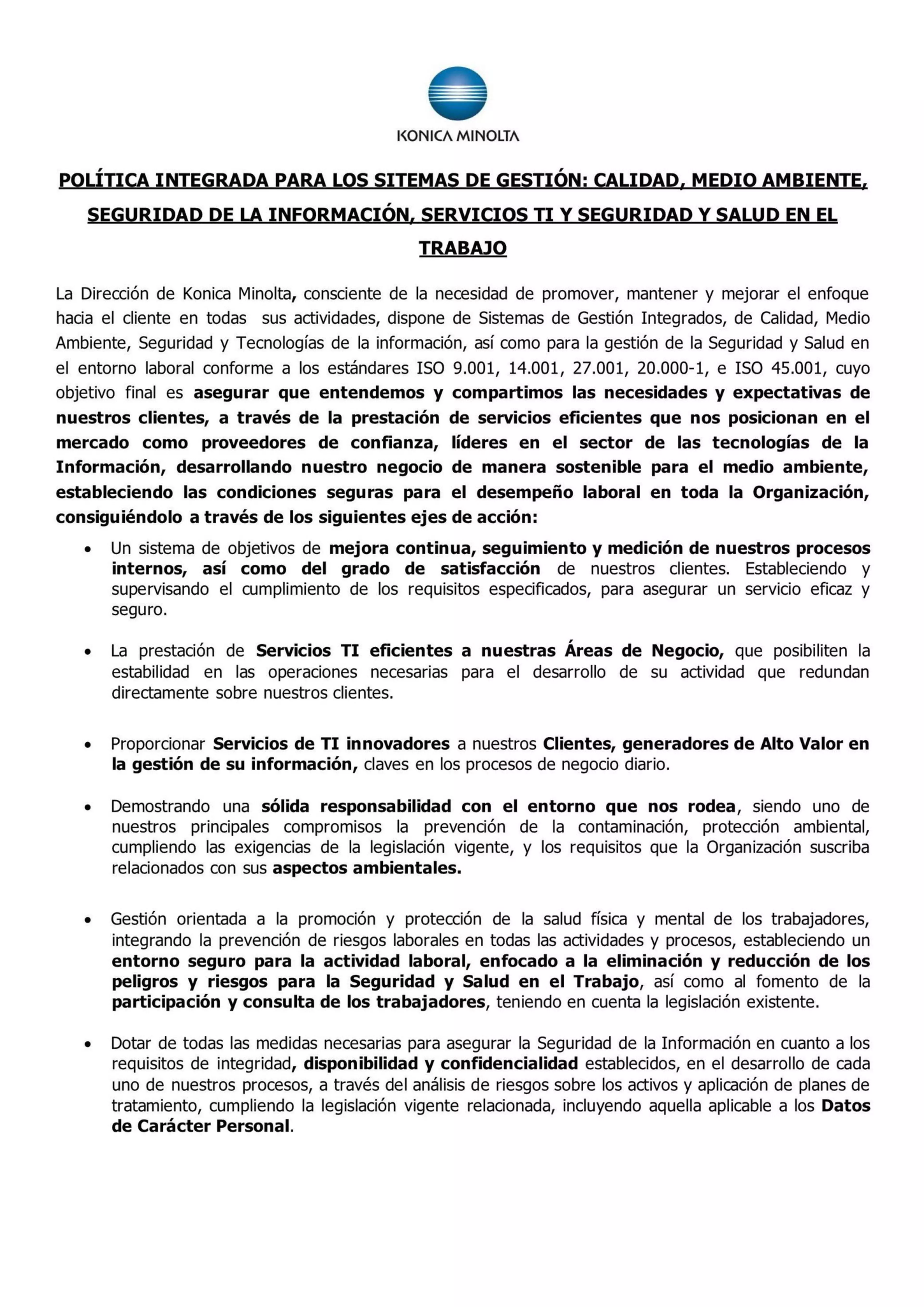 Política integrada para los sistemas de gestión, pág. 2