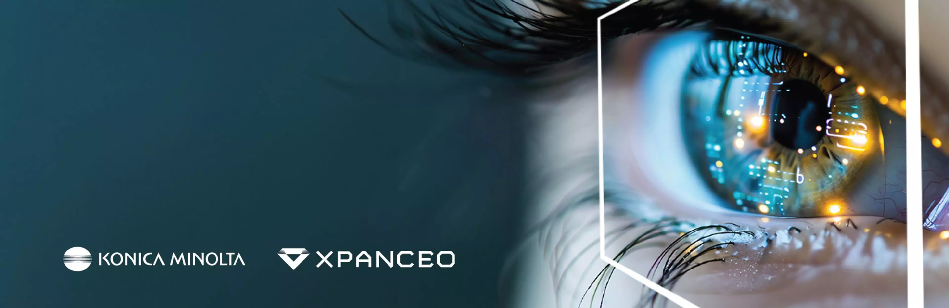 Bannière de la News XPANCEO et Konica Minolta sur les lentilles de contact intelligentes ar