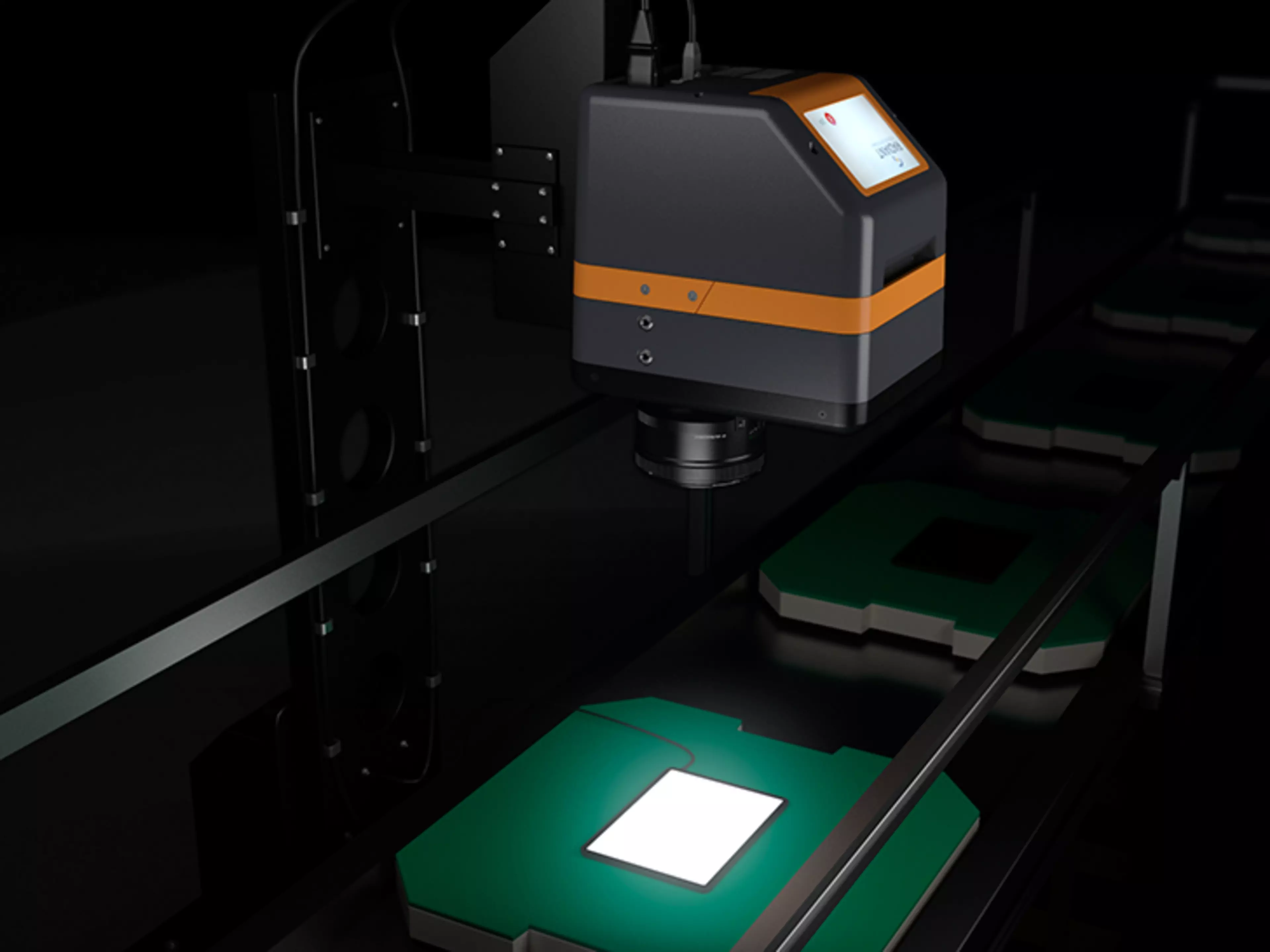 Prometric Camera Measuring a tablet Display in production