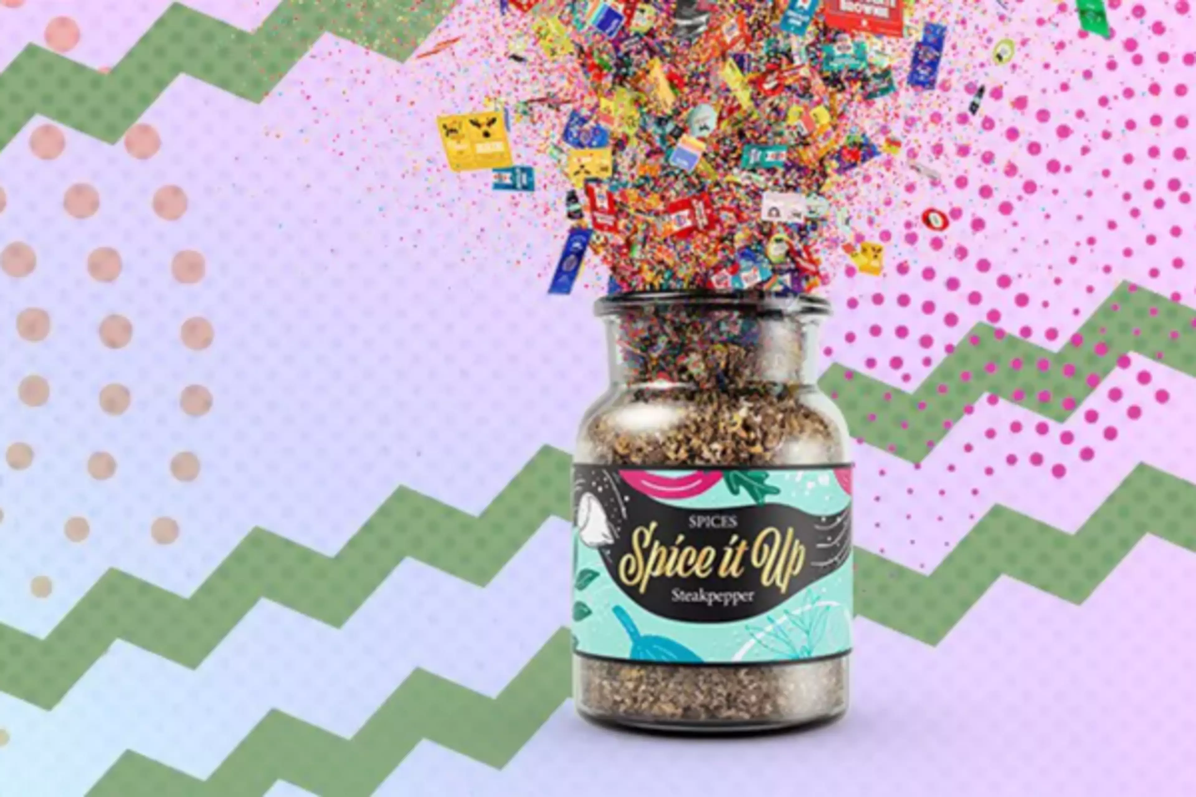 Frasco con etiqueta «Spice it Up»