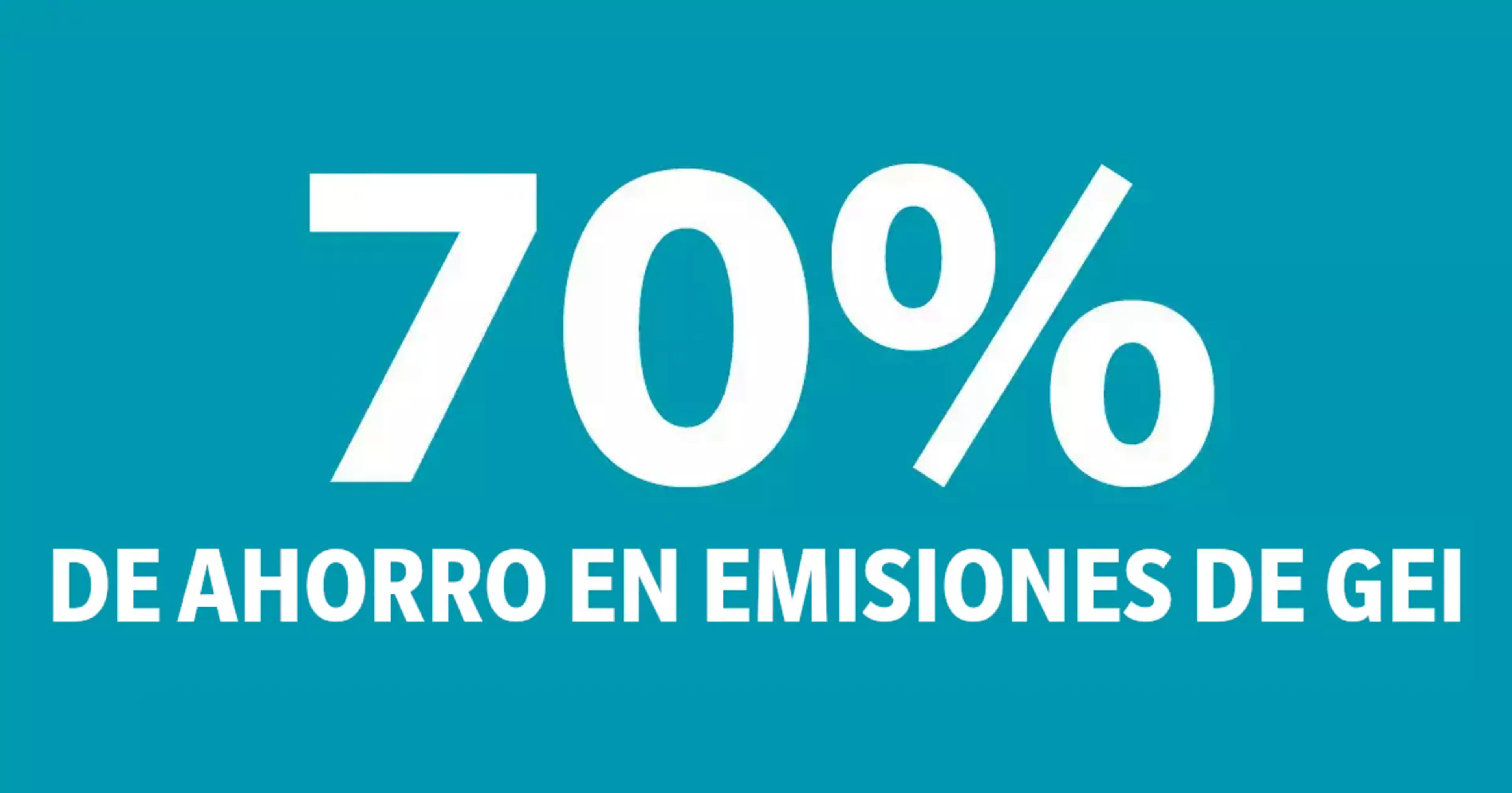 70% de ahorro en emisiones de GEI