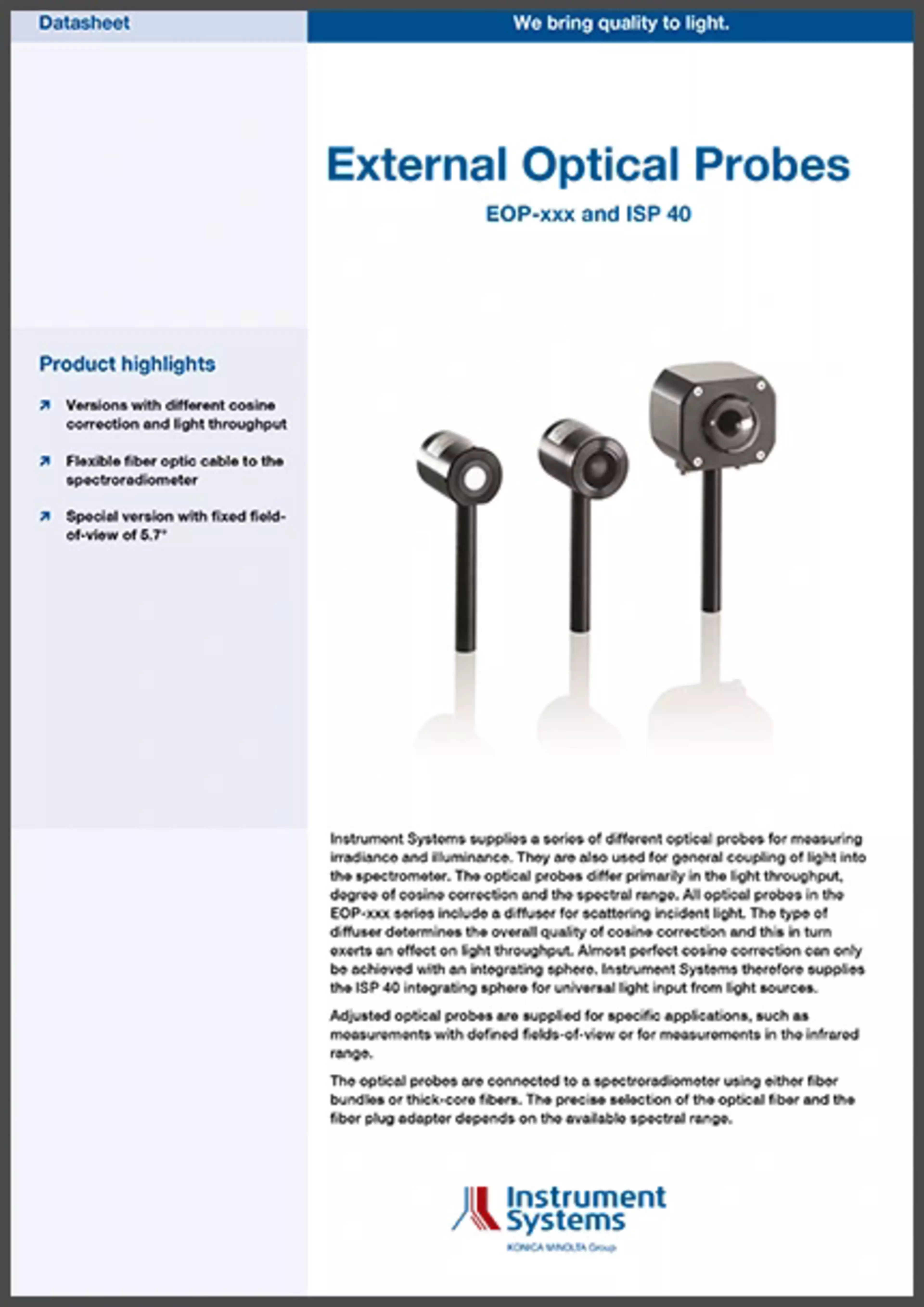 Optical Probes Datasheet cover