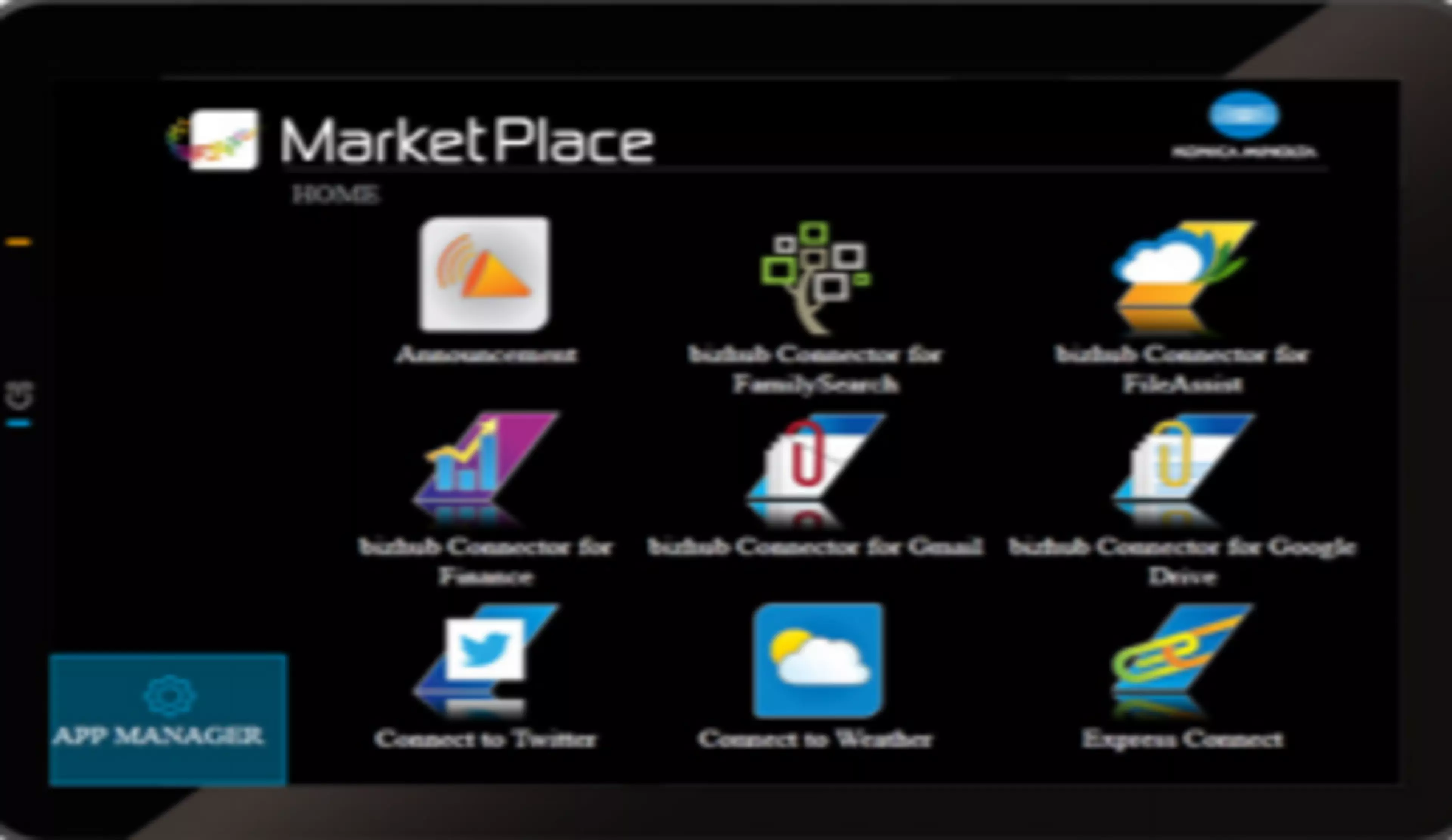 Notre vitrine Marketplace est nativement disponible sur votre imprimante Konica Minolta