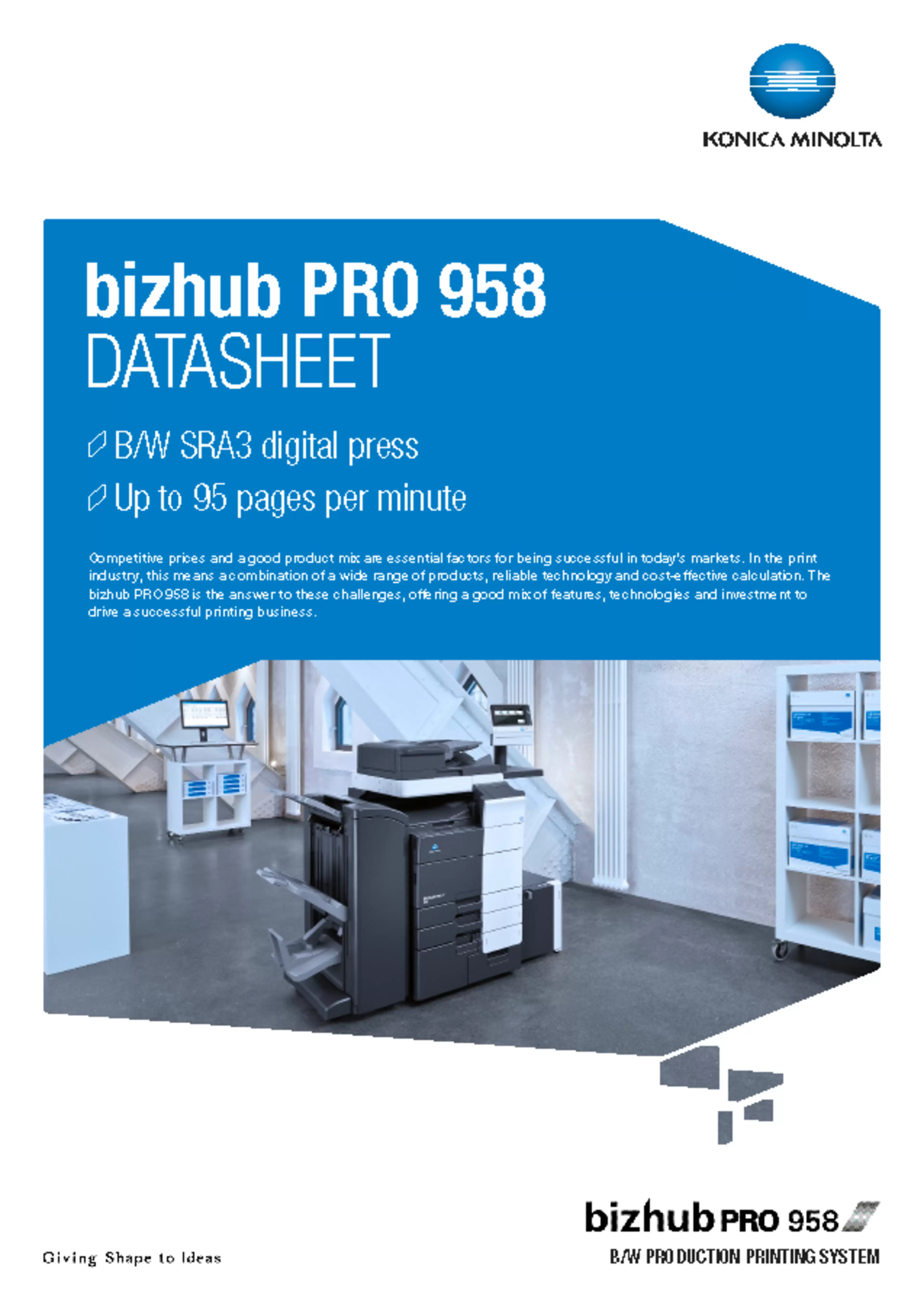 bizhub PRO 958 datasheet