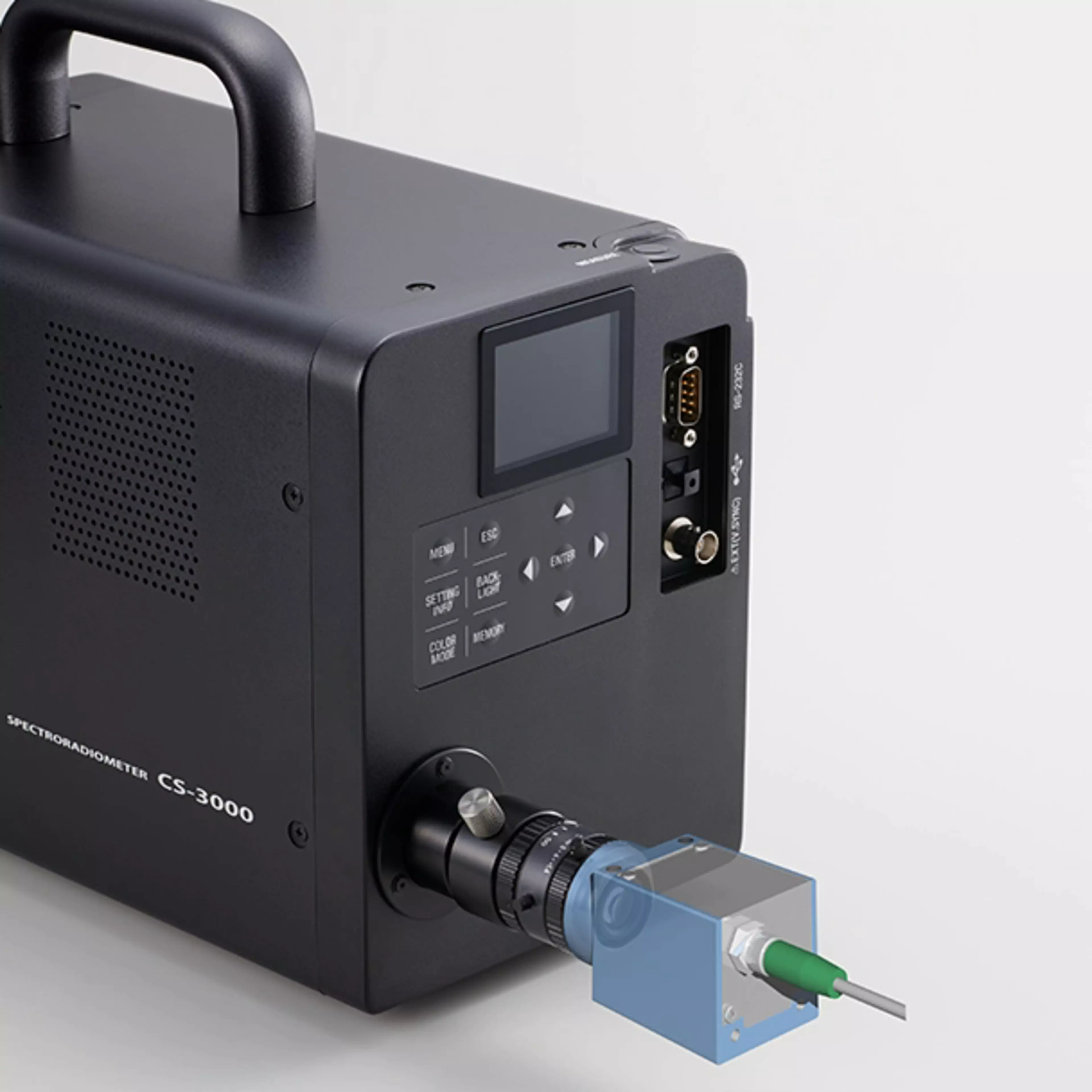 Spectroradiometer CS3000 with CSA36 and example connection of CCD camera for system integration