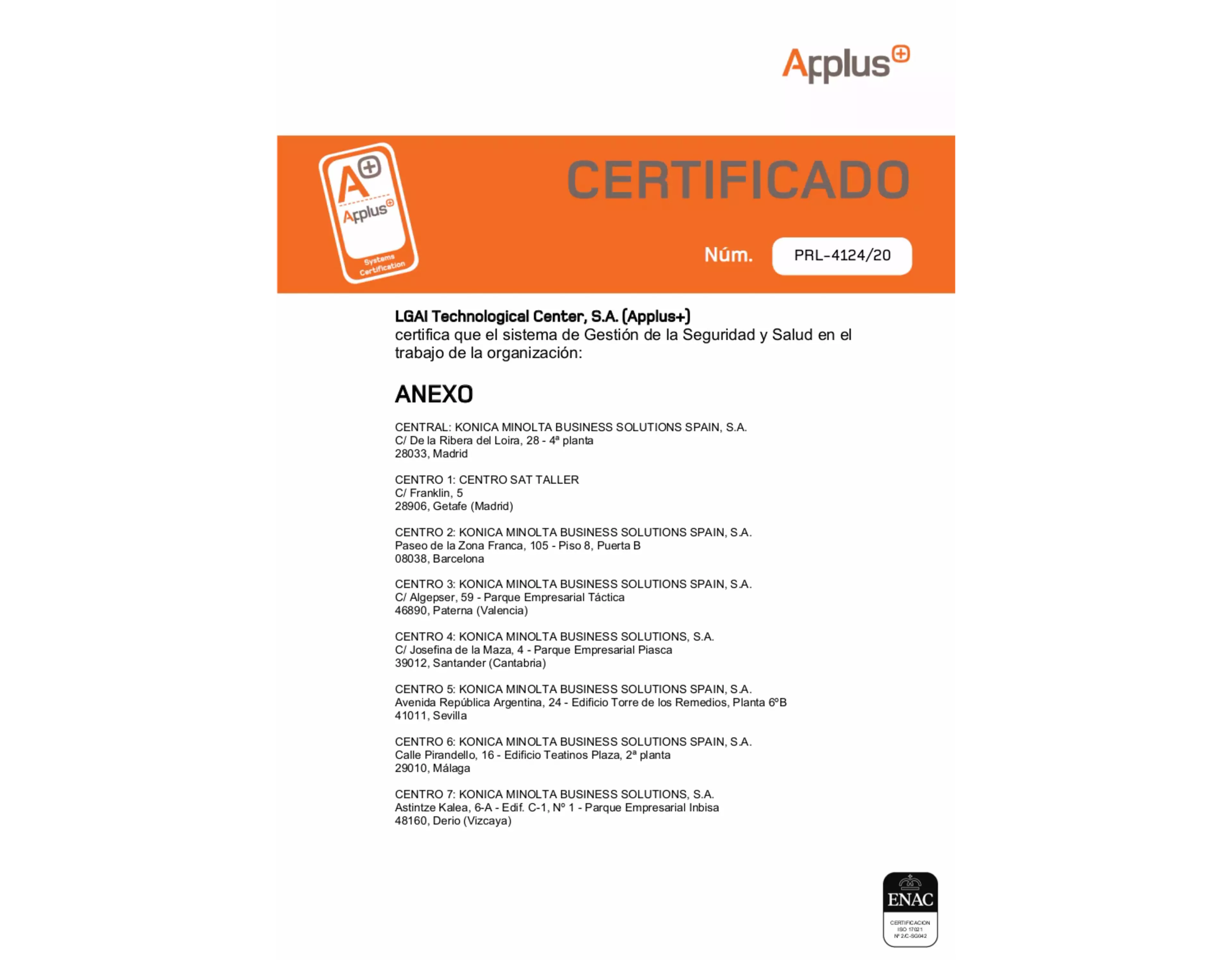 Certificado norma ISO 45001:2015