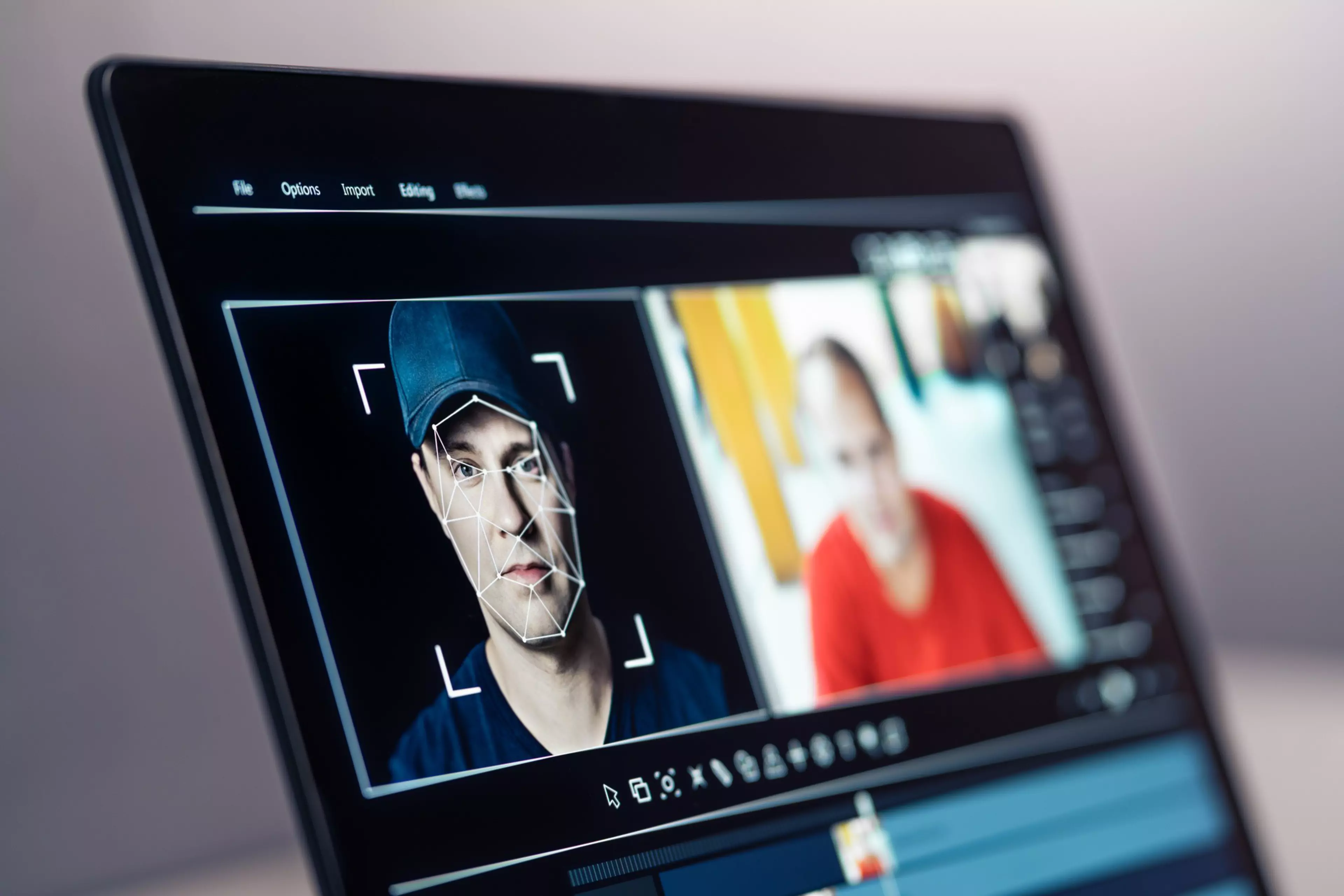 Deep fake, AI and face swap in video edit. Deepfake and machine learning. Facial tracking, detection and recognition technology. Digital identity interchange. Computer software mockup. Fraud picture.
ai, artificial, computer, concept, creative, deep, deepfake, detection, digital, edit, editing, editor, effect, eye, face, facial, fake, fraud, graphic, hoax, human, identity, innovation, intelligence, interchange, laptop, learning, machine, man, media, mimic, mockup, people, person, picture, production, recognition, screen, social, software, special, swap, synthetic, tech, technology, track, tracking, video, visual, young