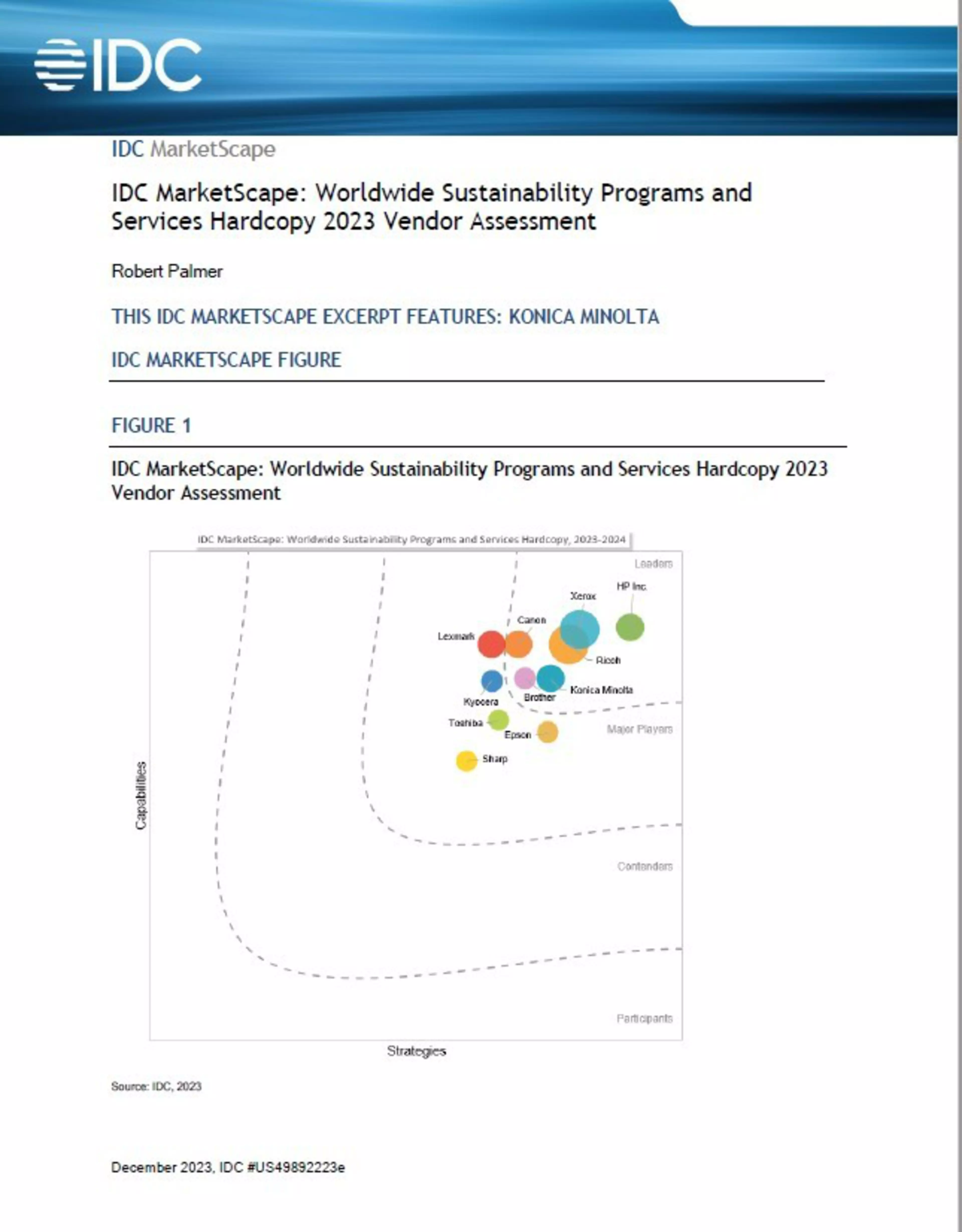 IDC MarketScape: Worldwide Sustainability Programs and Services Hardcopy 2023 Vendor Assessment