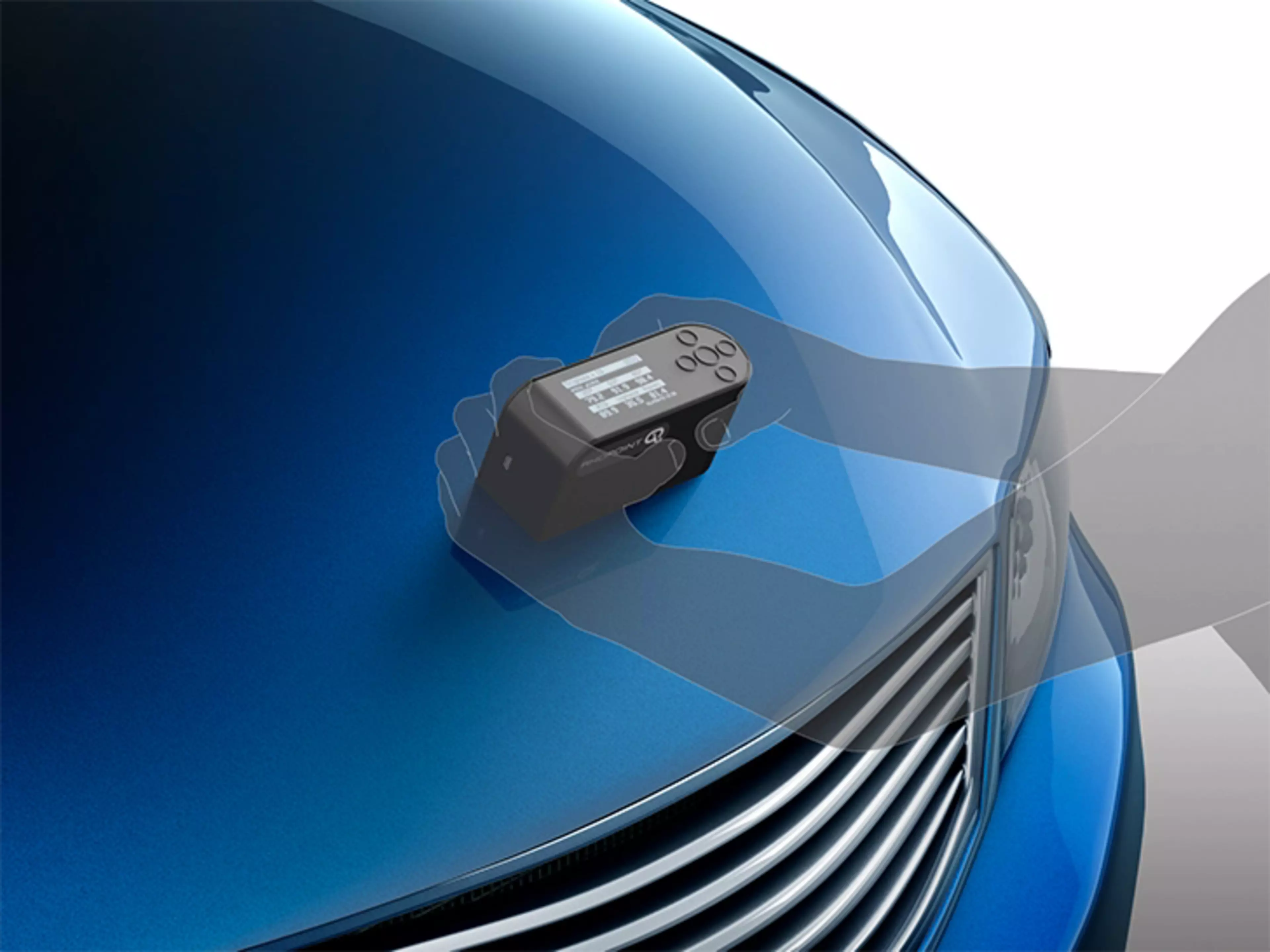 TAMS Measuring the bonnet of a automobile