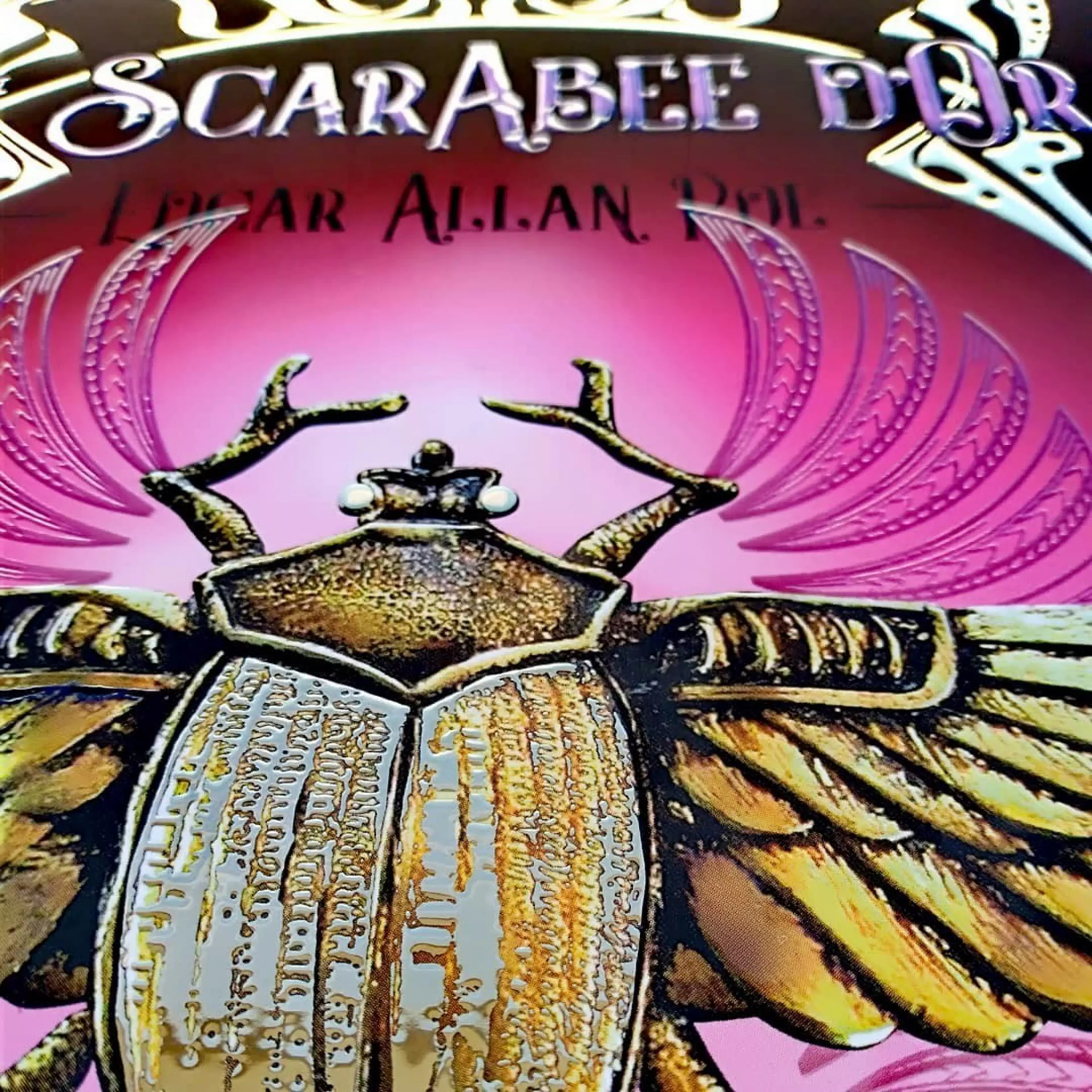 Muestra de impresión en relieve en la que se ve a un escarabajo volando