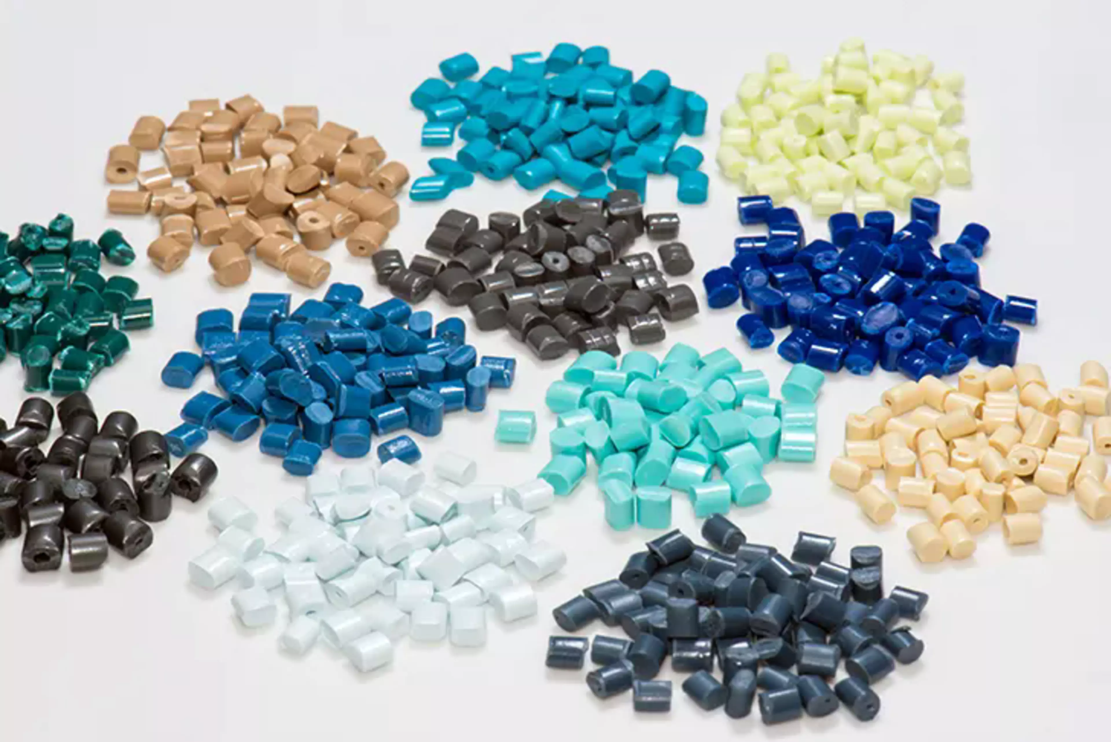 Plastic pellets of different colours