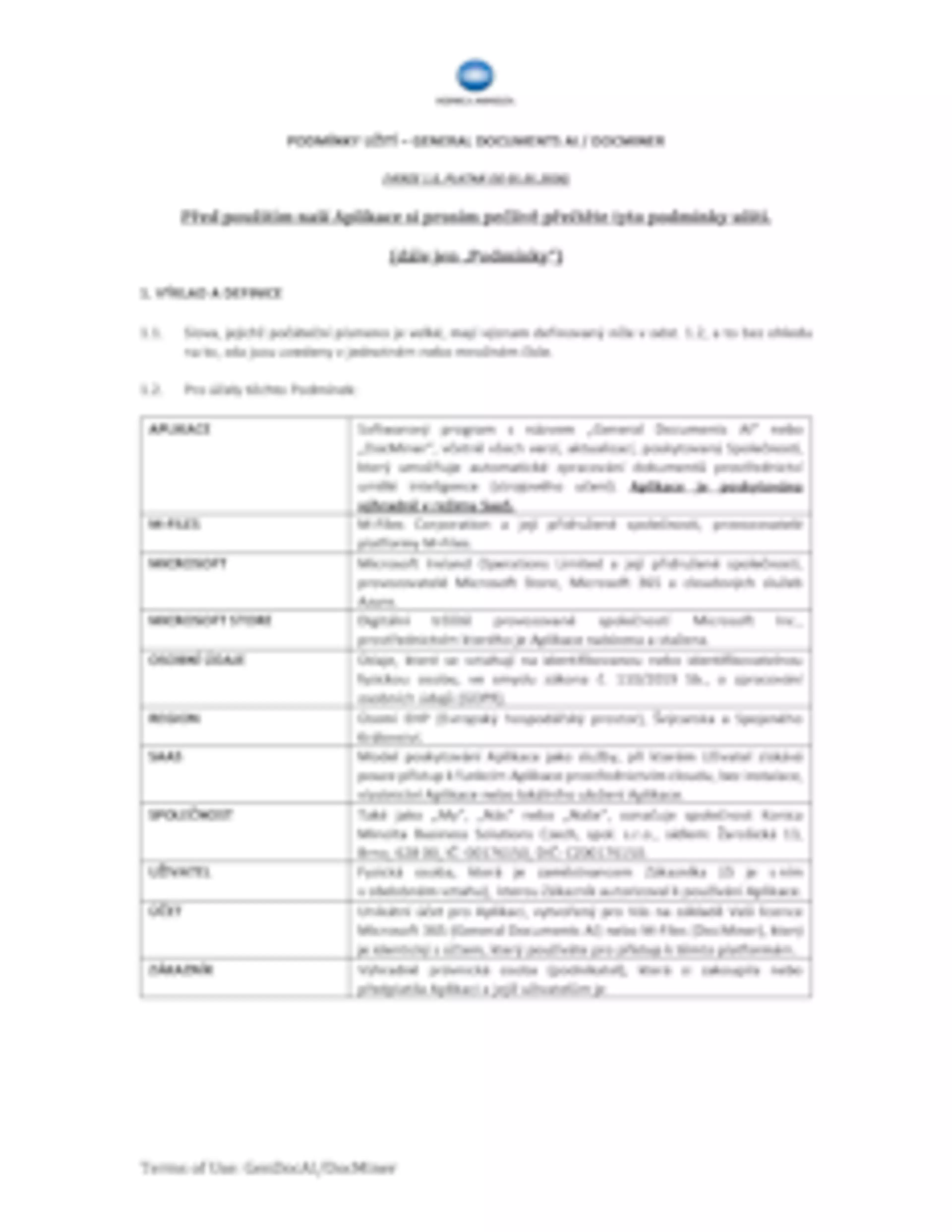 Terms of use APPS GenDocs Docminer EULA