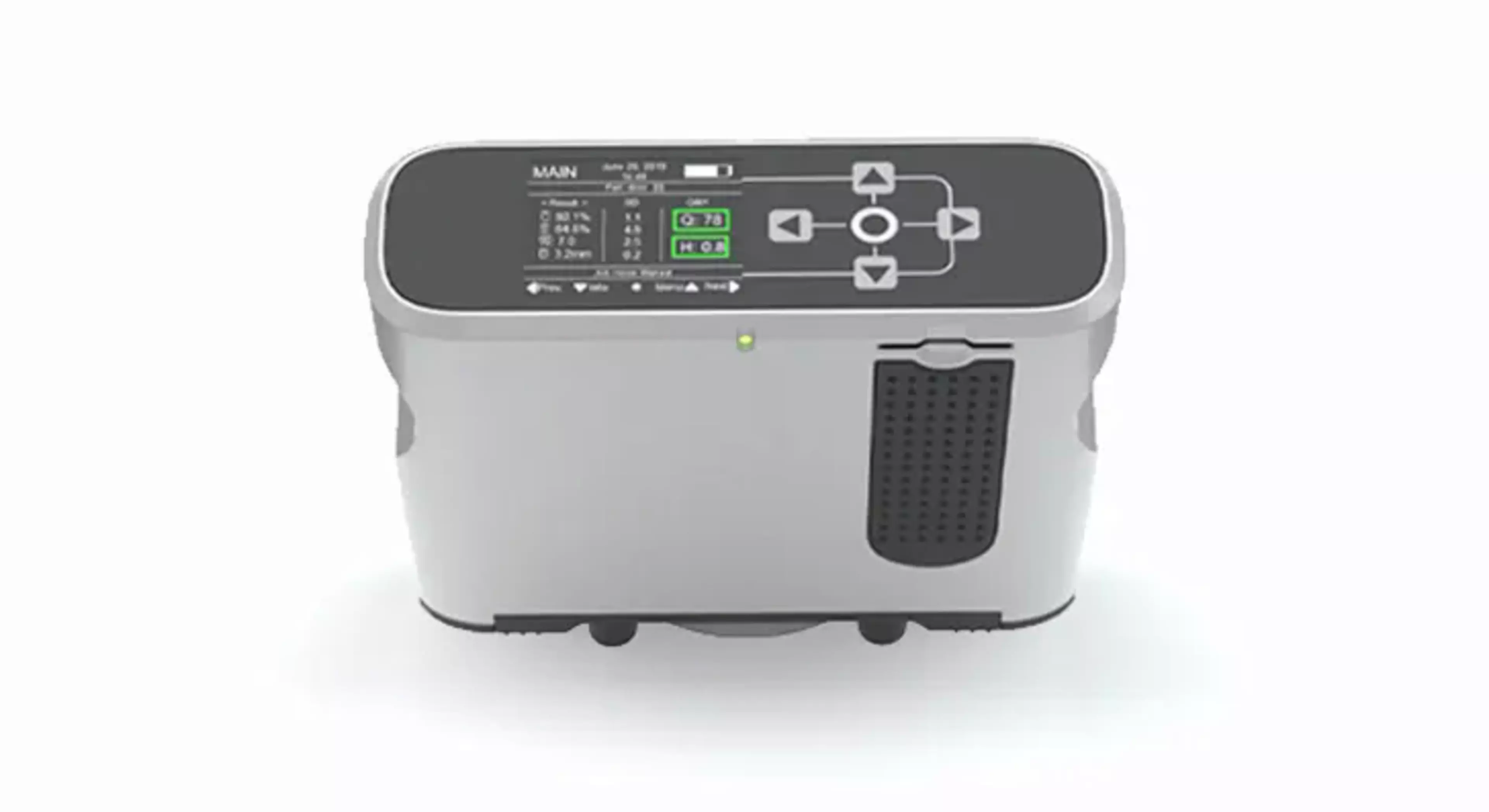 A Rhopoint TAMS appearance meter displaying measurements of Quality and Harmony in coating finishes