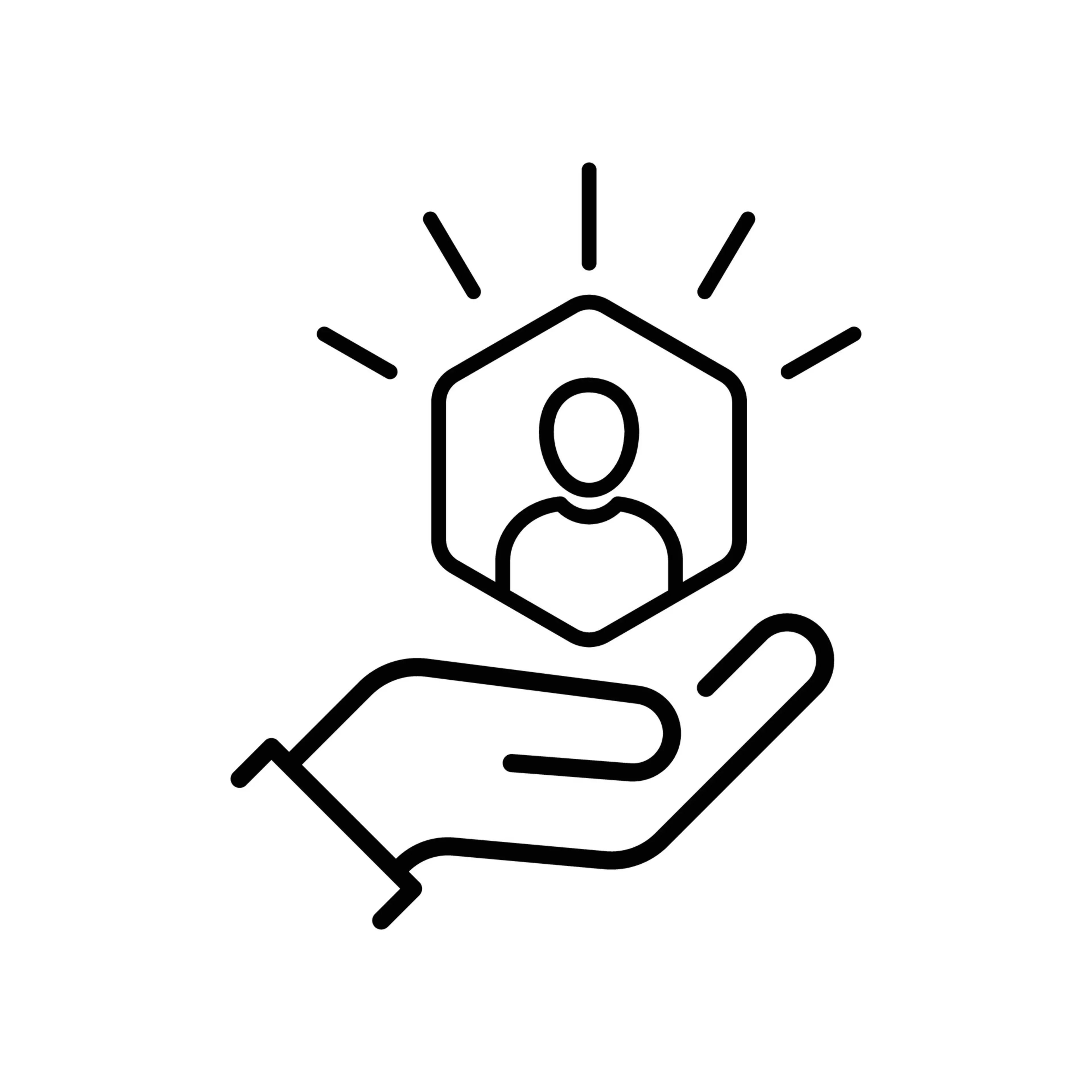 customer care icon with thin line hands. simple linear trend human resource logotype graphic stroke design. concept of individual people choice or good feedback and narrow control or search talent
2270942445