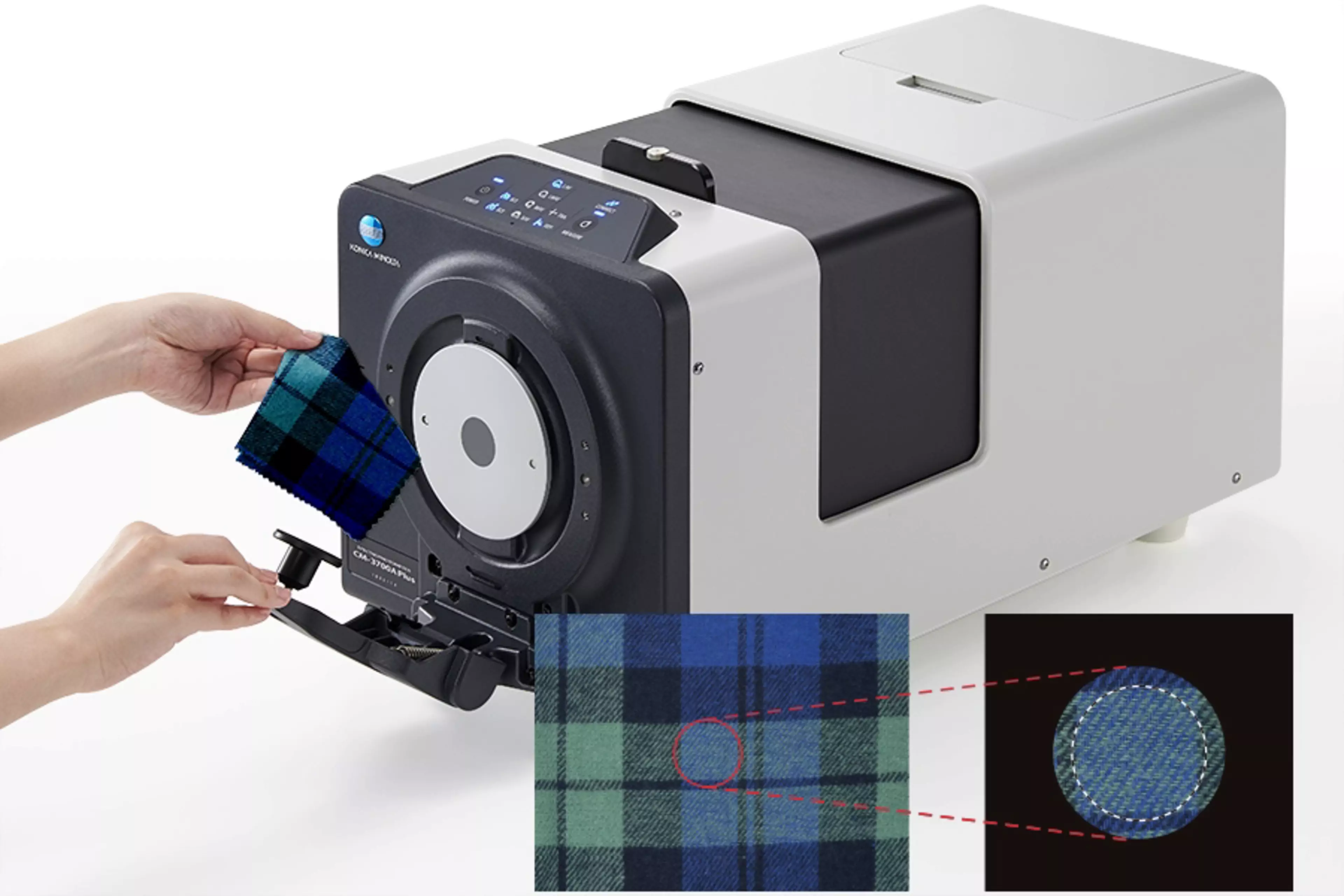 CM-3700A Plus with visualisation of sample viewer and aperture ring.