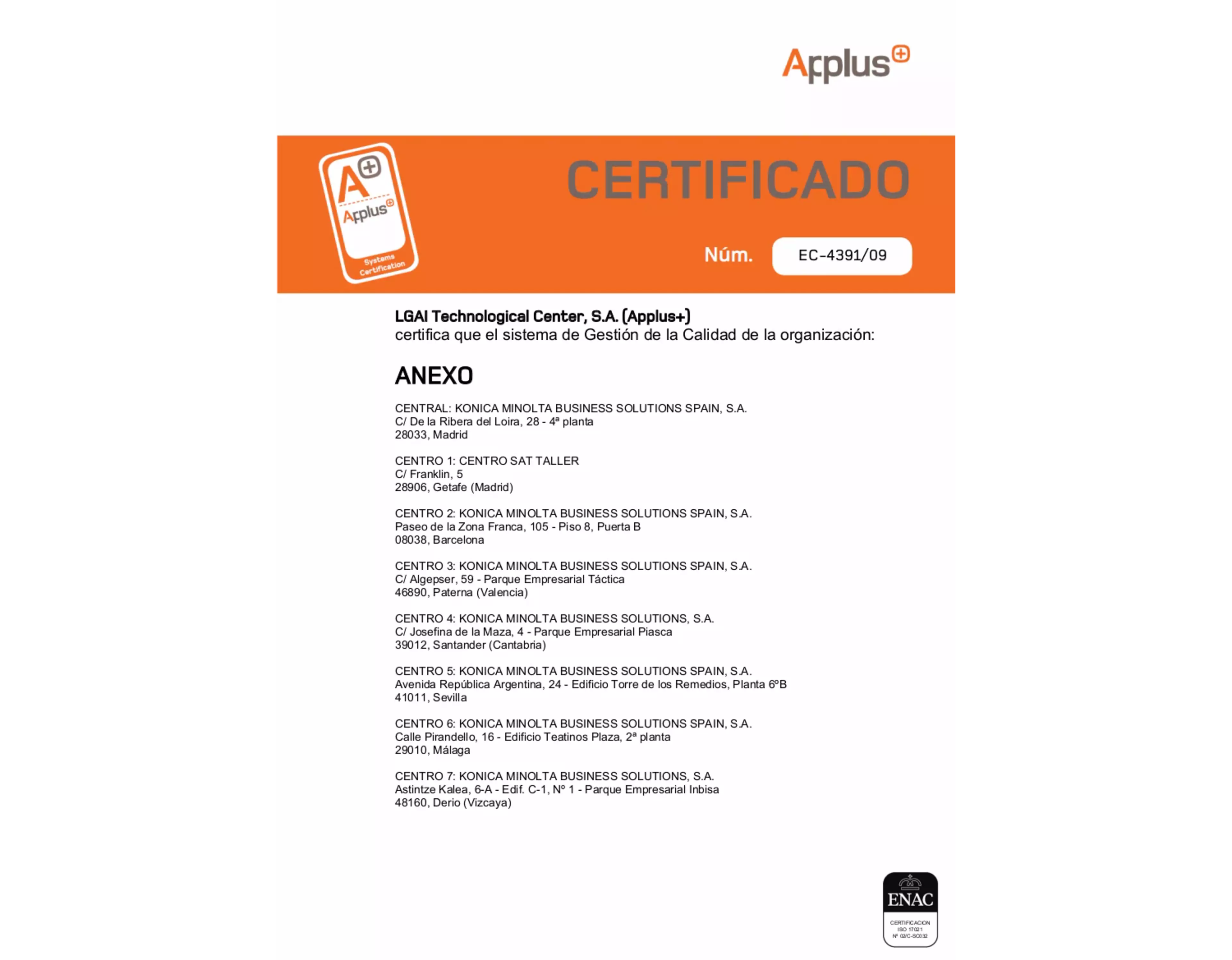 Certificado norma UNE-EN ISO 9001:2015