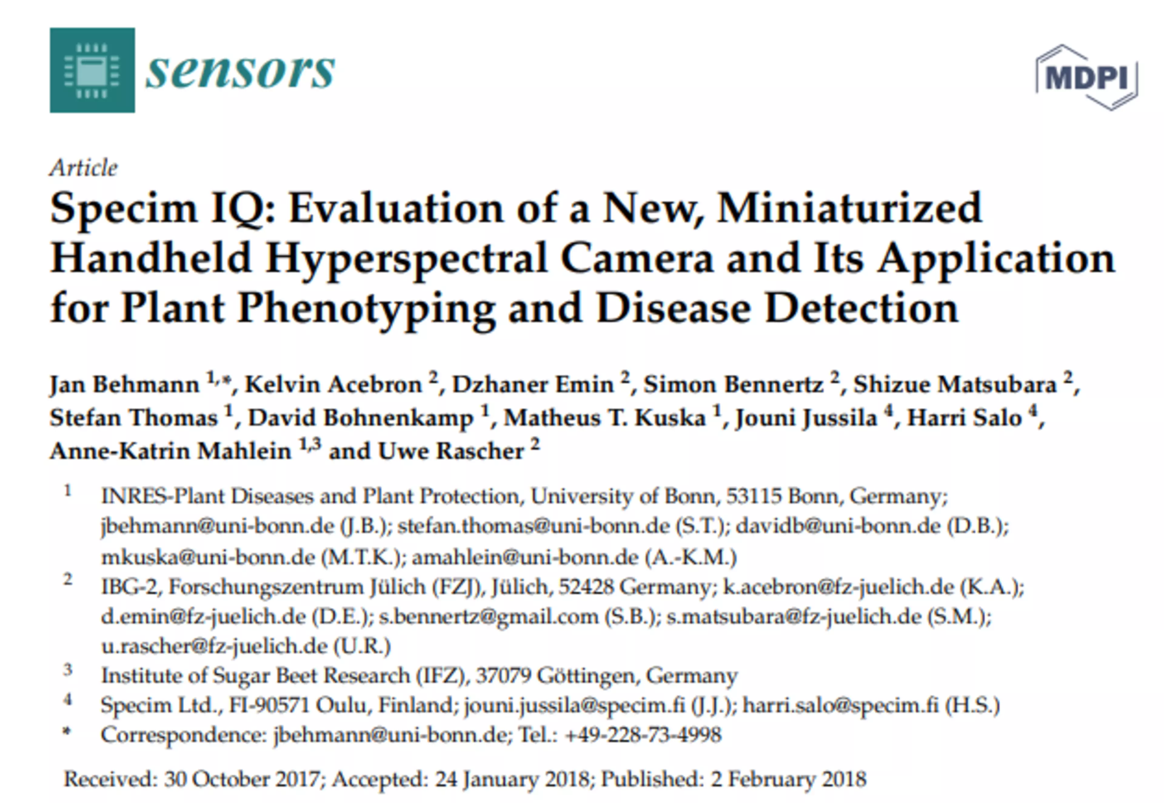 HSI in plant phenotyping