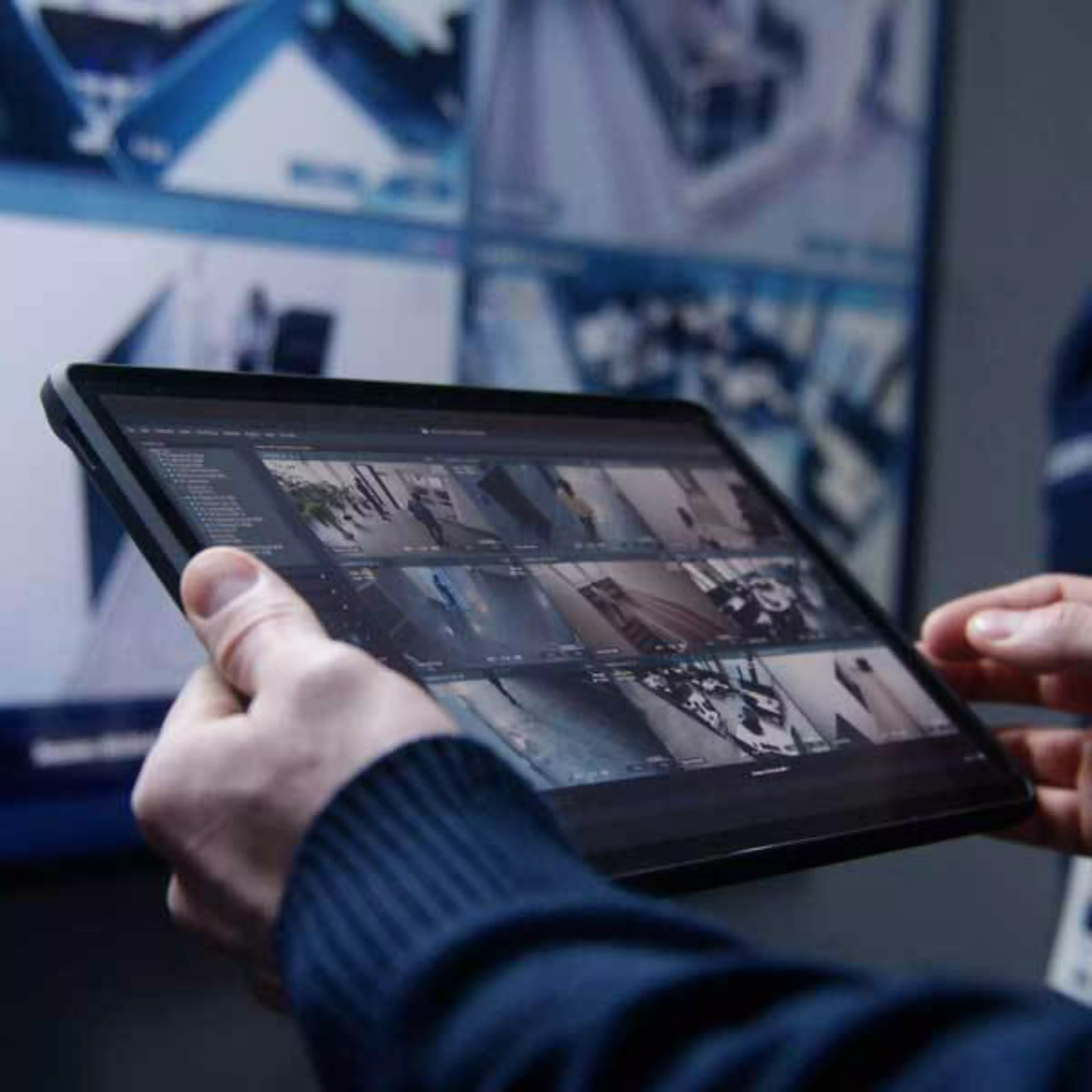 Security operator zoom CCTV cameras using tablet