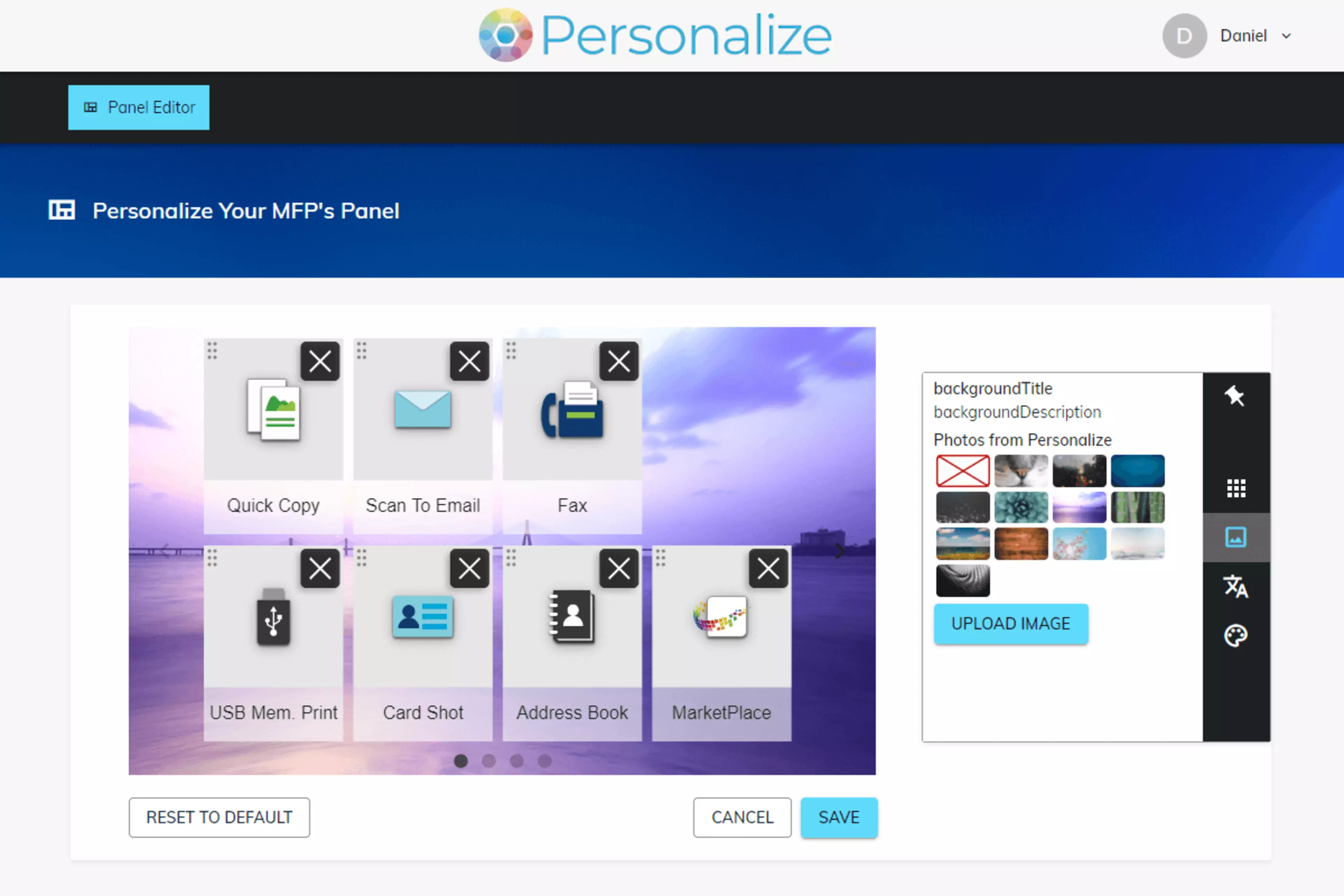 Personalize the touch screen of your MFPImgCarousel3