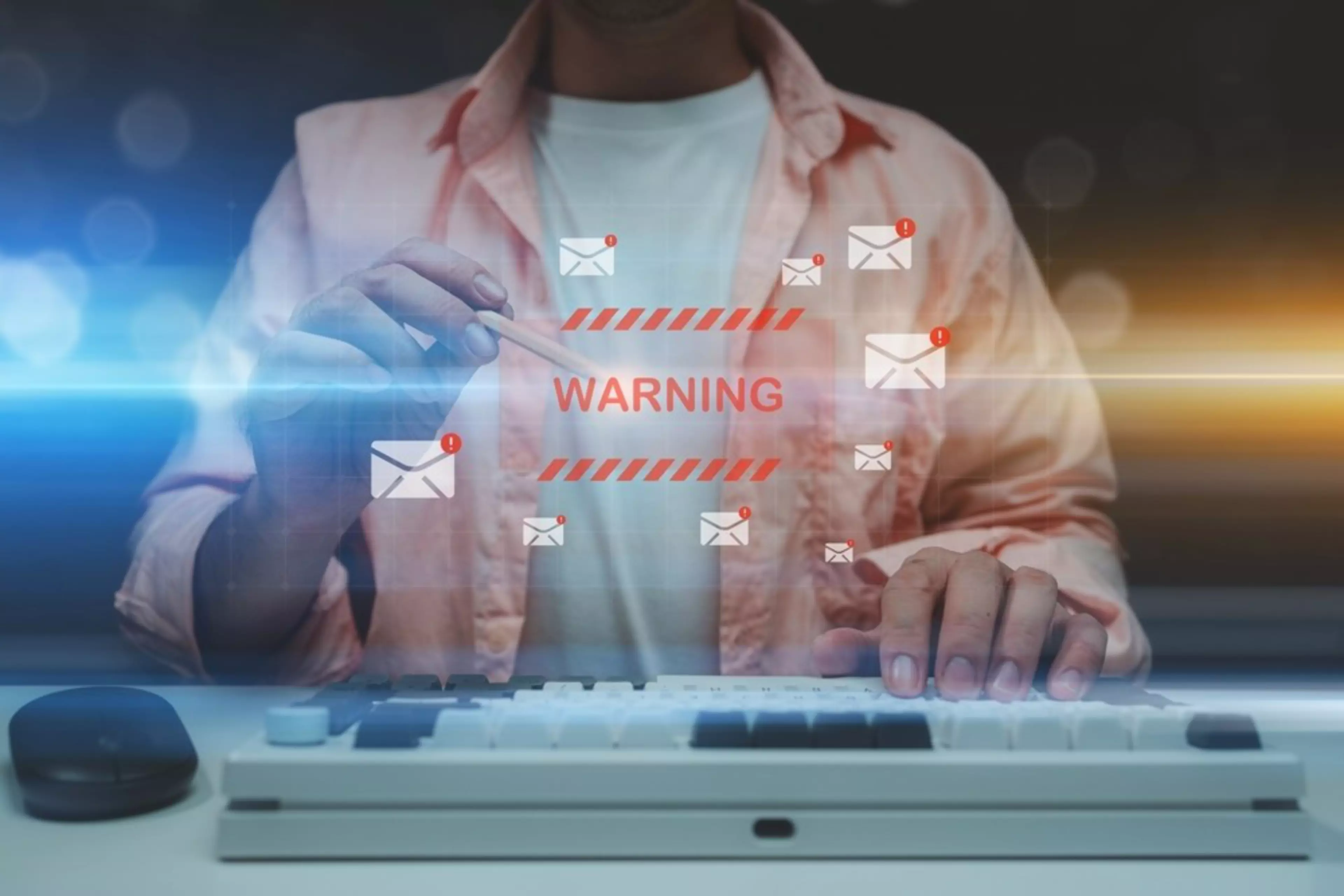 Spam email inbox notification, virus detection sent with email, warning to prevent computer virus infection, virus scanning, spam email dangerous equipment, warning symbol.
2520702773
