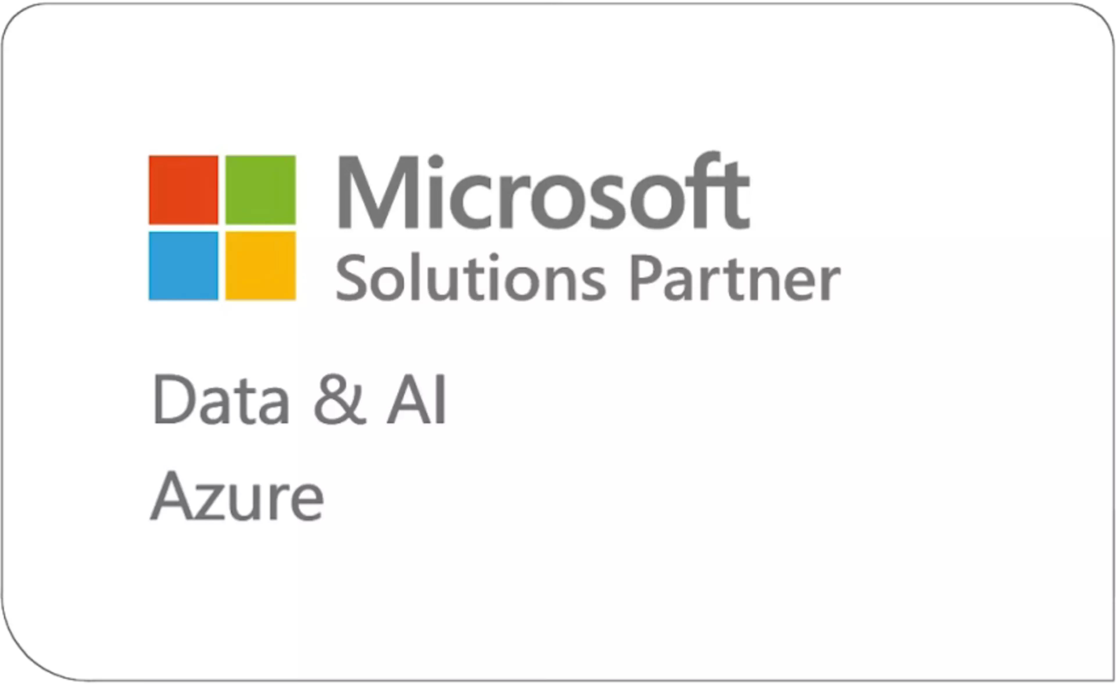 Logo Microsoft Solutions Partner s barevnými čtverci a textem „Data & AI Azure“