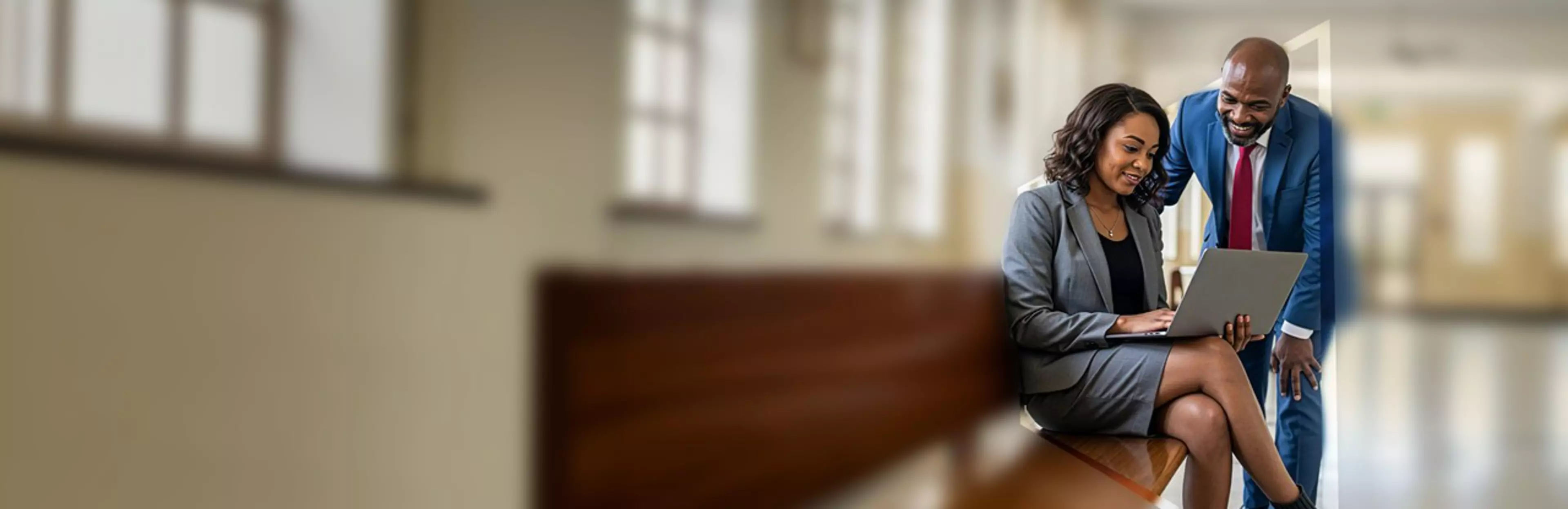 Kvinna och man tittar i en dator