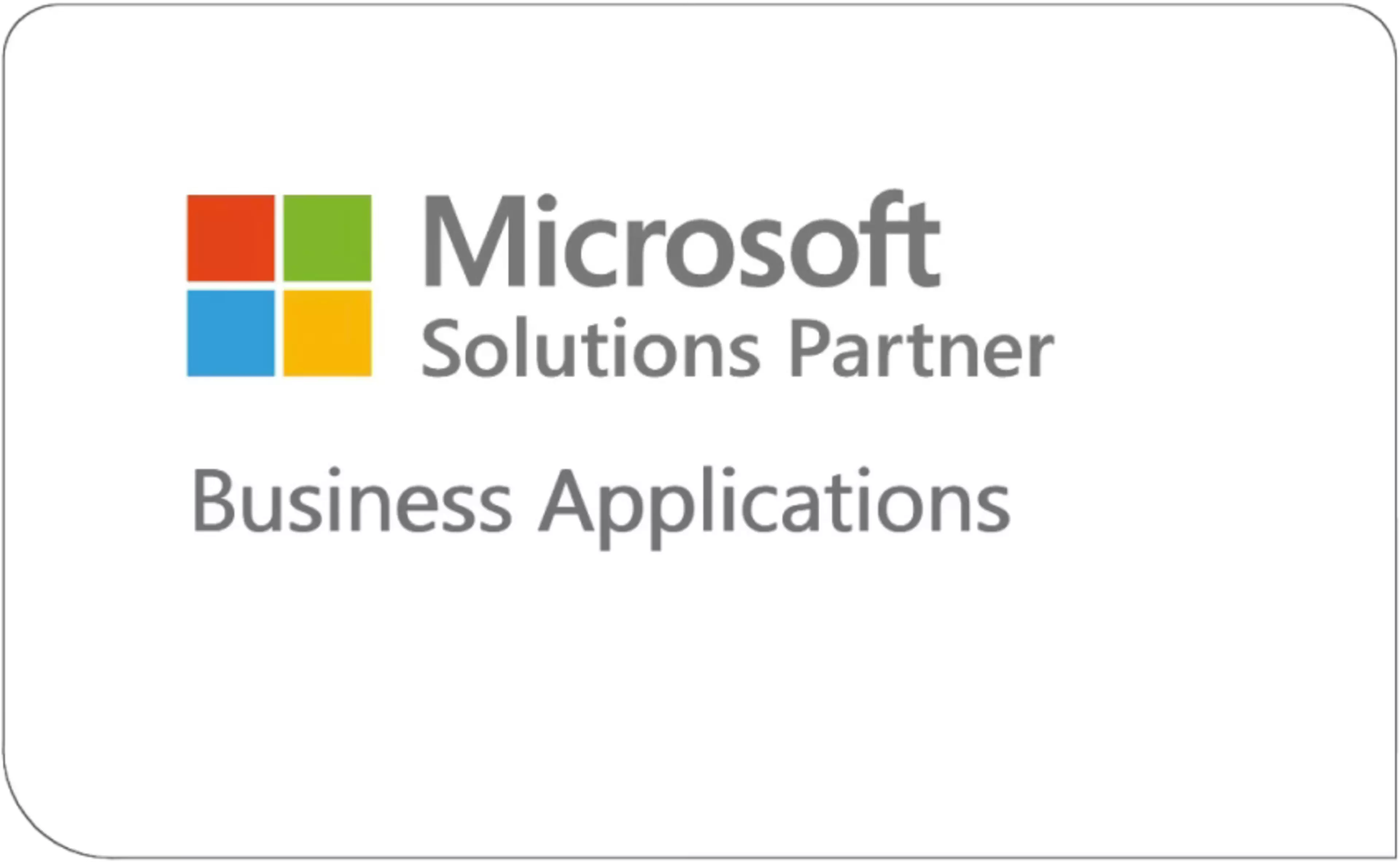 Logo Microsoft Solutions Partner s barevnými čtverci a textem „Business Applications“