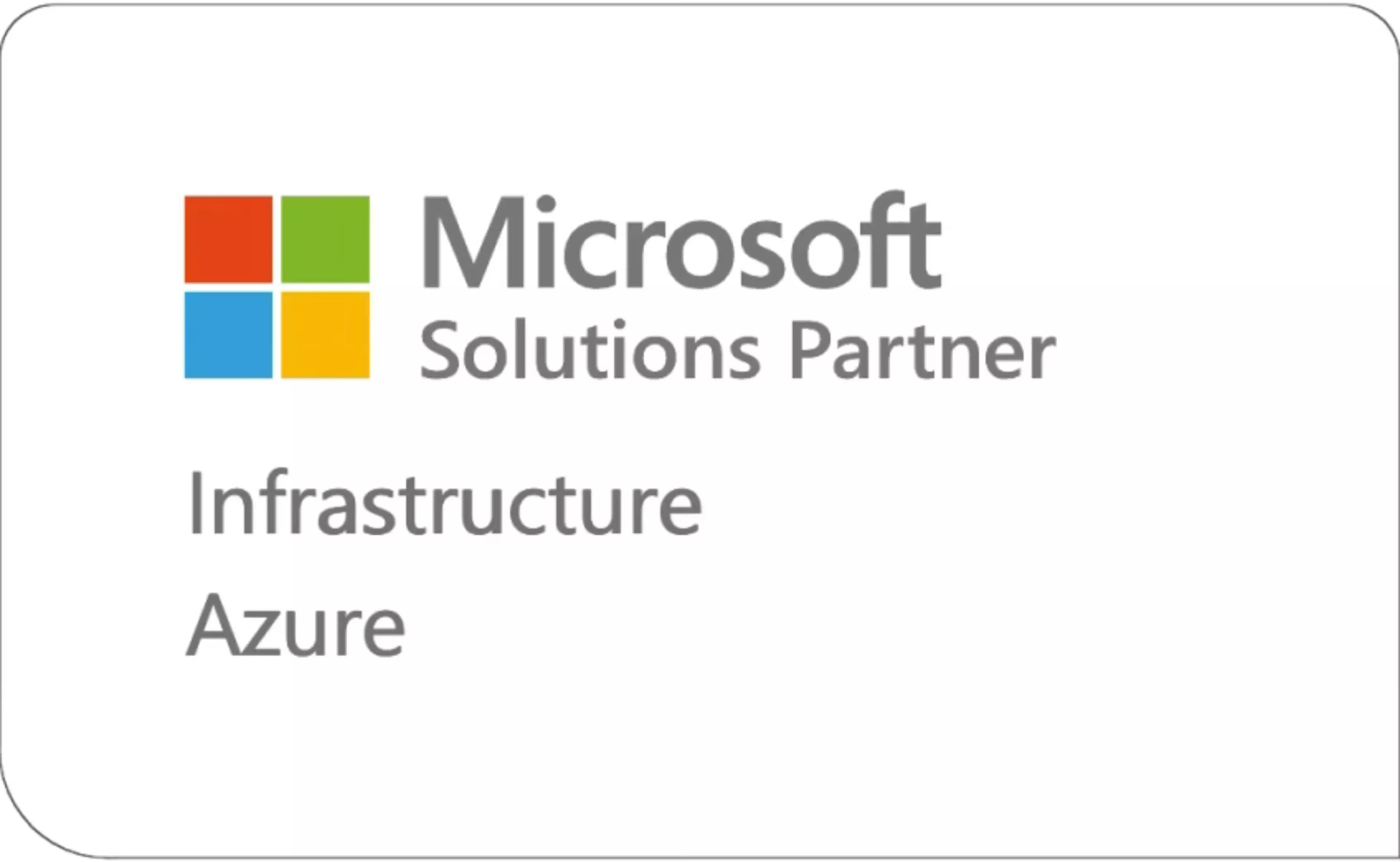 Logo Microsoft Solutions Partner s barevnými čtverci a textem „Infrastructure Azure“