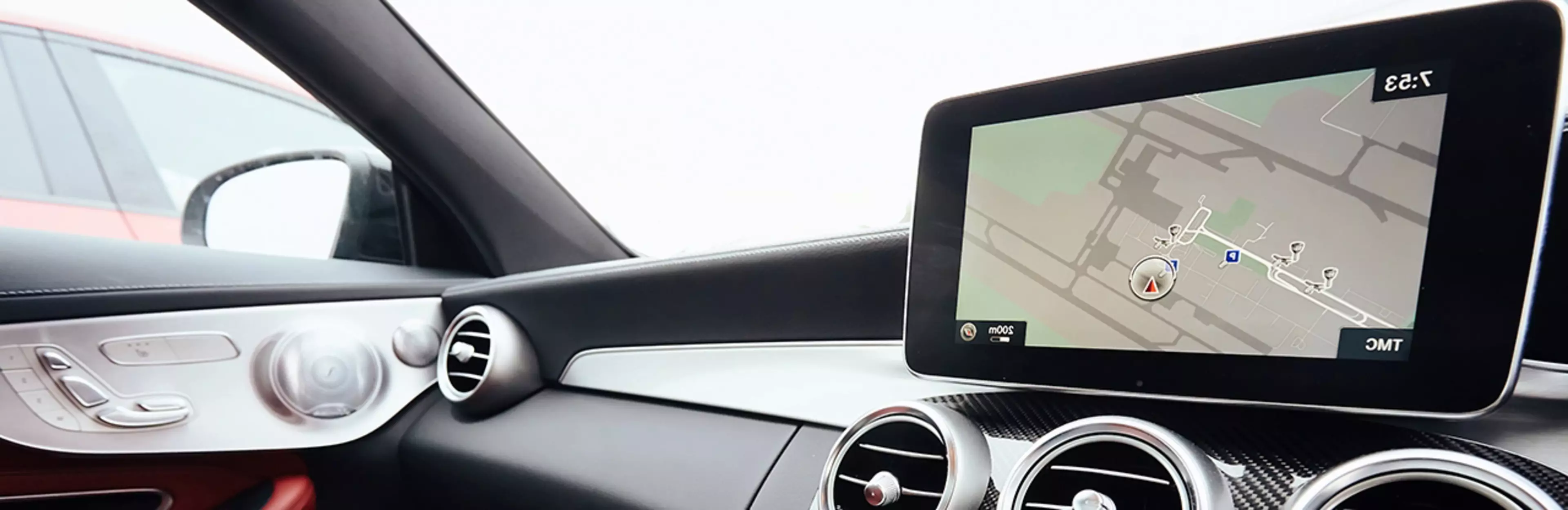 An automotive display with navigation