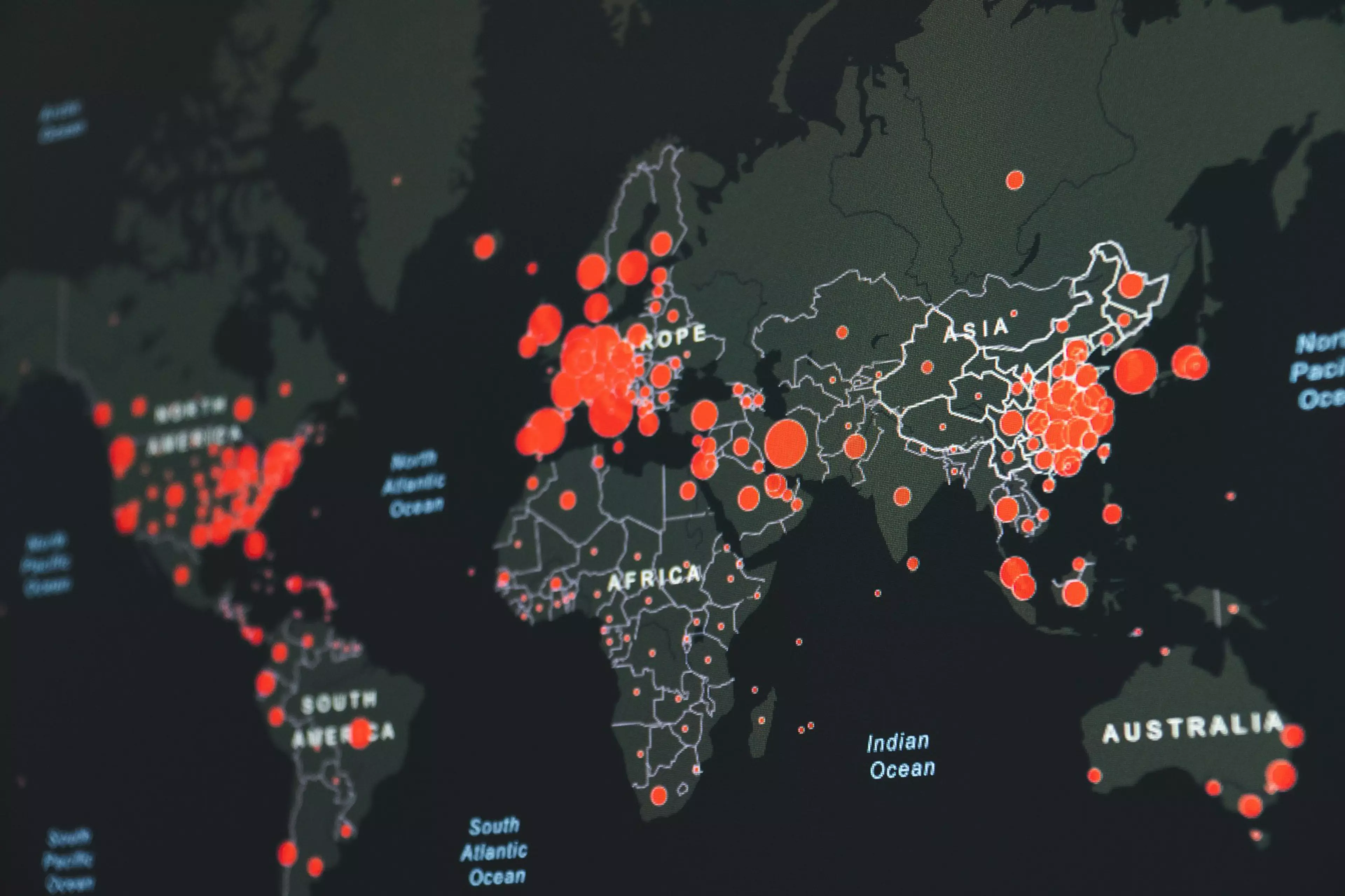 Mapa de dónde se ubican los datos en todo el mundo