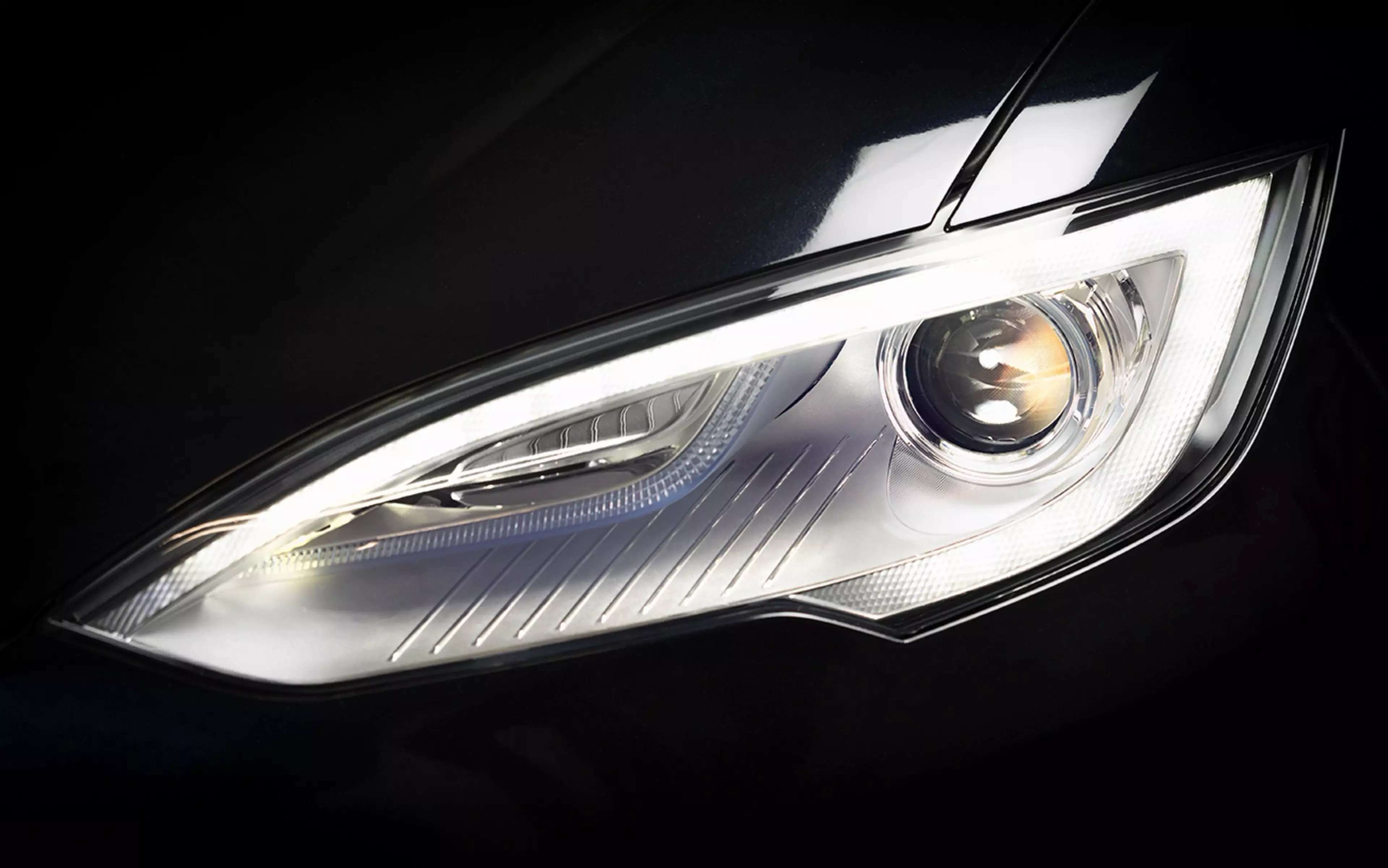 A Close up of an automotive Headlight