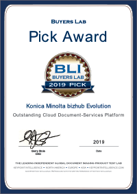 Buyers Lab Pick Award 2019 for bizhub evolution