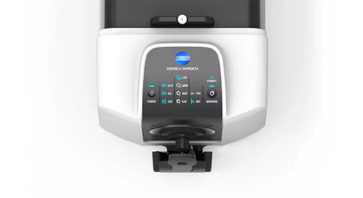 Colour-and-Gloss Benchtop Spectrophotometer CM-36dG with an easy to read LED indicator panel and measurement button