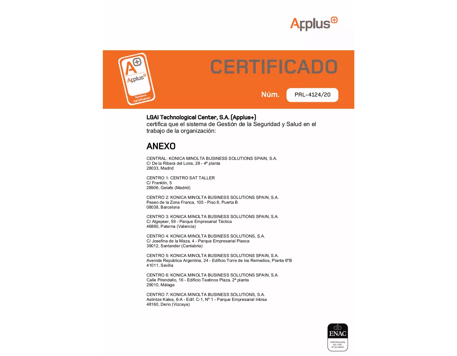 Certificado norma ISO 45001:2015 - Anexo
