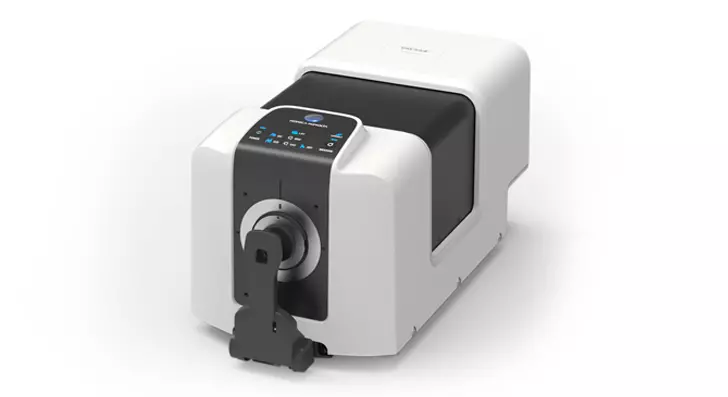 Benchtop Spectrophotometer CM-36d with flexible horizontal or top-port alignment turned in 90° (side view left)