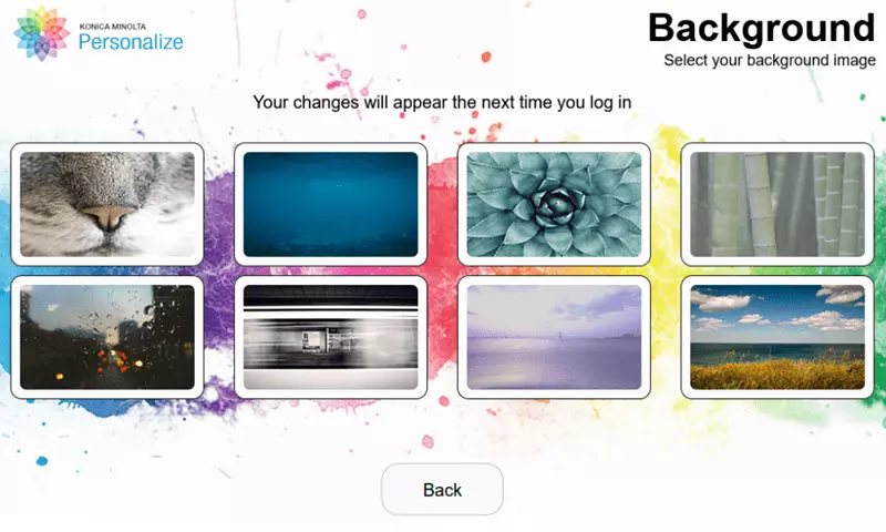 Konica Minolta personalize screenshot background